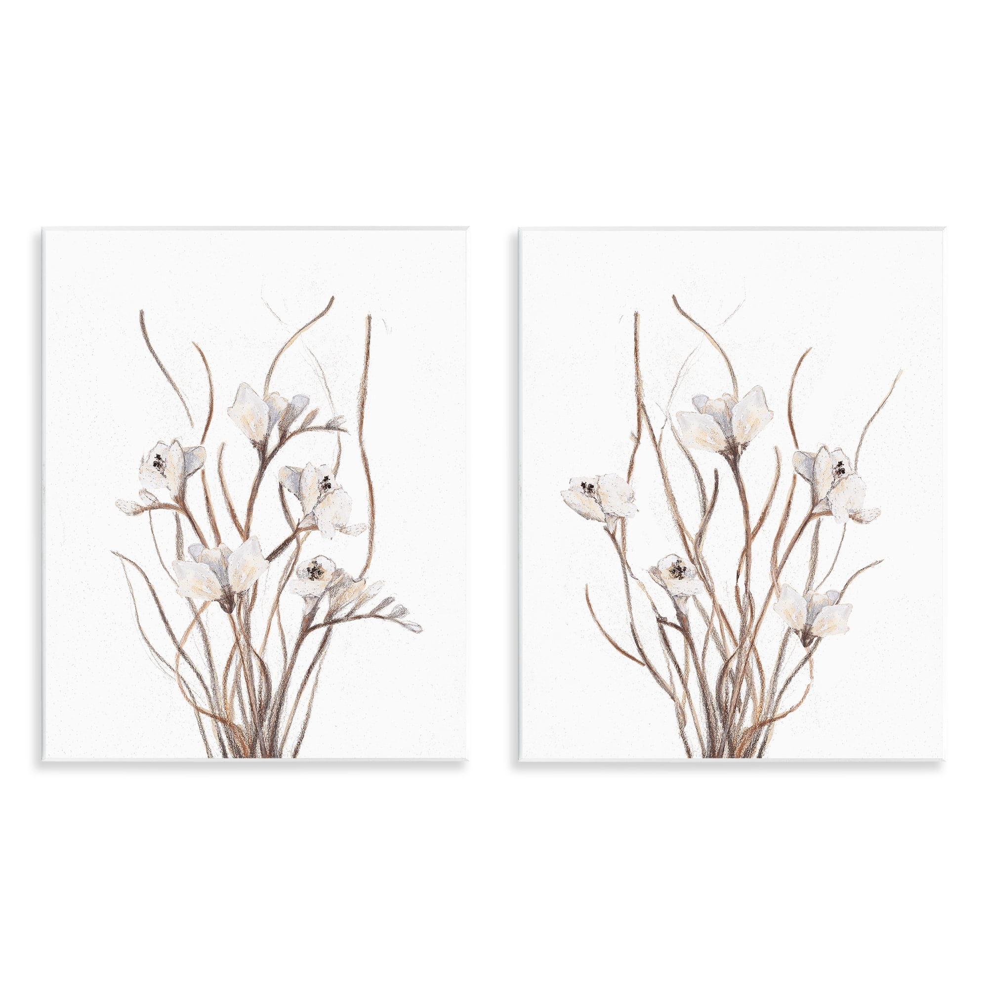 Stupell Industries Curly Branches Wildflowers 2 Piece Wall Plaque Art Set, design by Lanie Loreth
