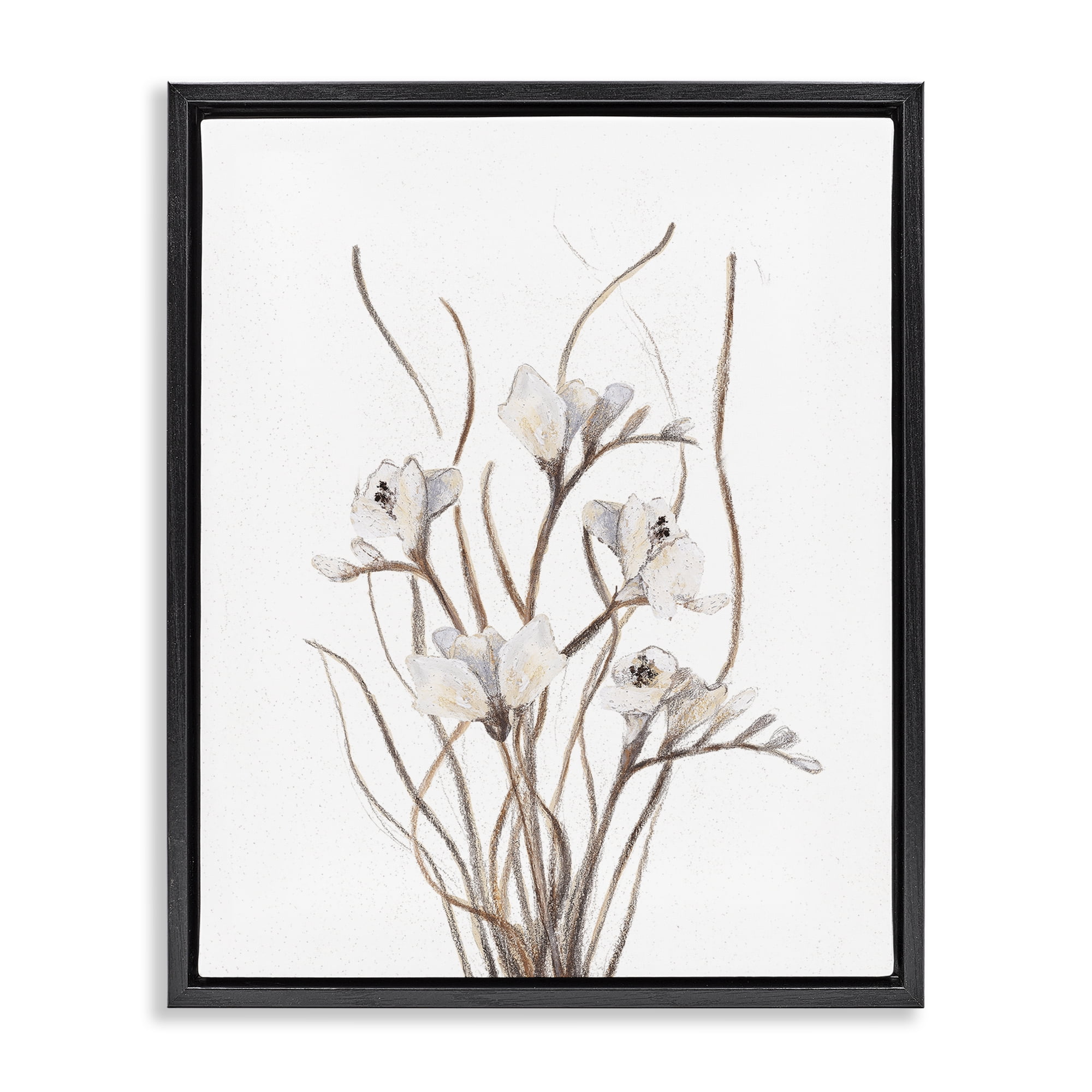 Stupell Industries Curly Branches on White Black Framed Floater Canvas Wall Art, design by Lanie Loreth