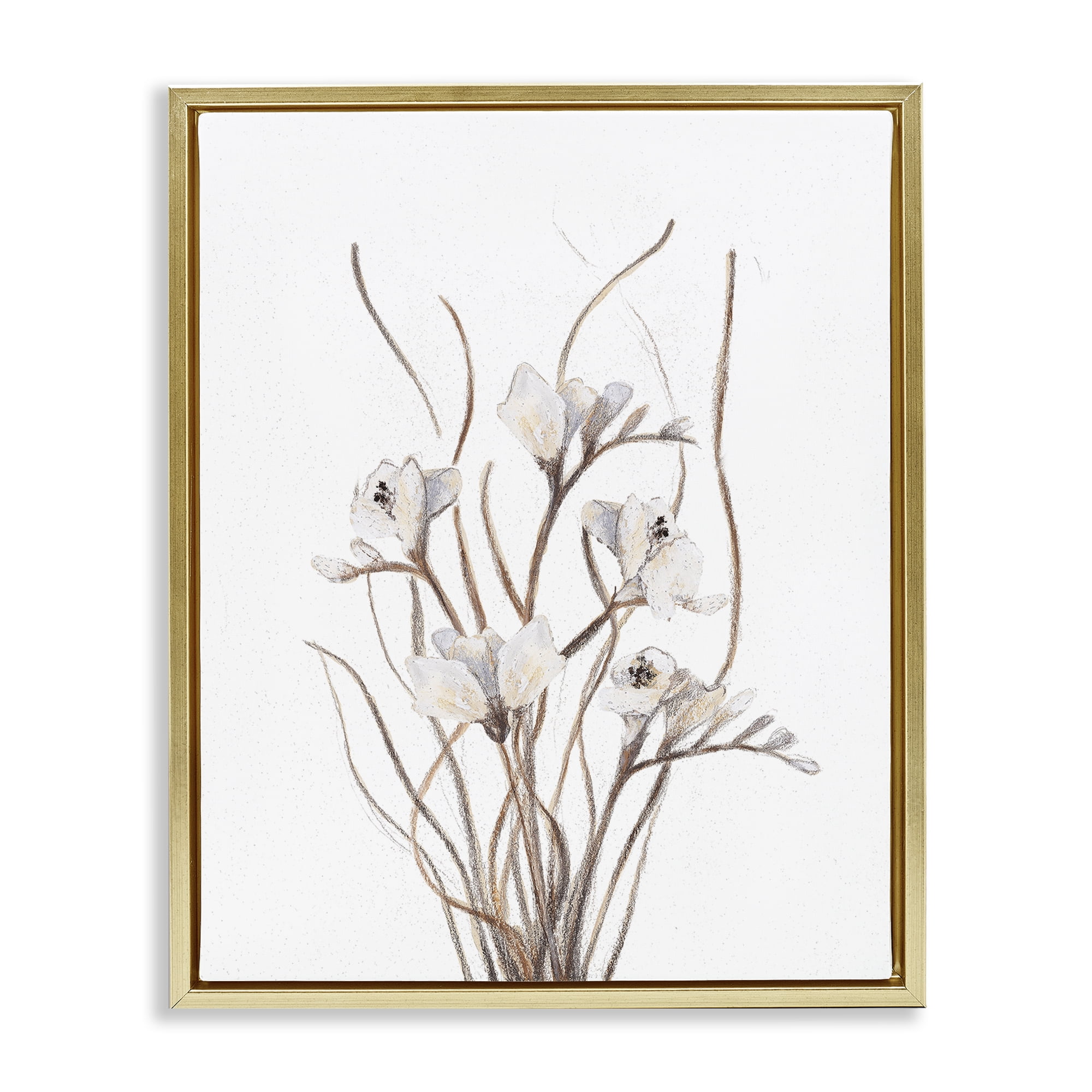 Stupell Industries Curly Branches on White Gold Framed Floater Canvas Wall Art, design by Lanie Loreth