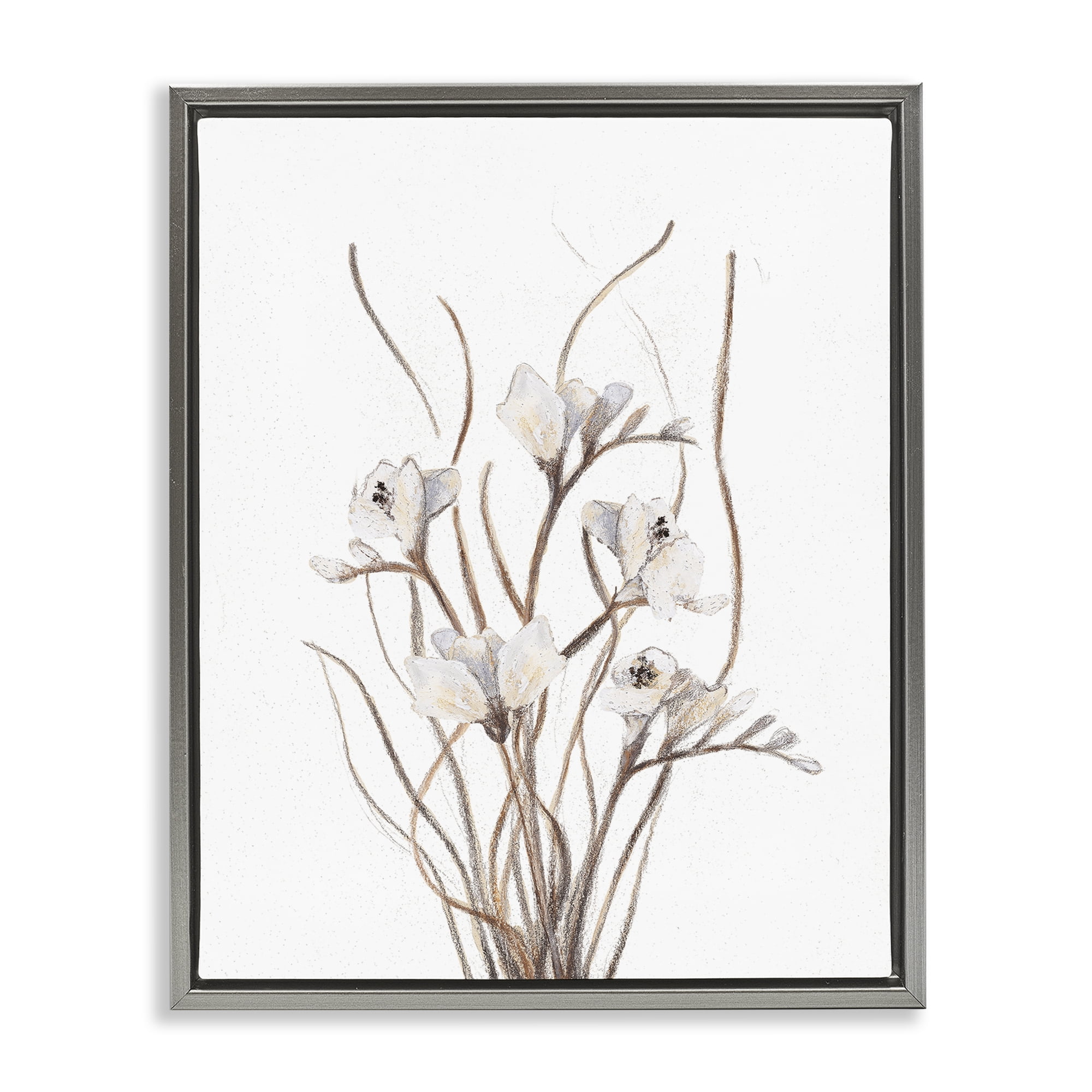 Stupell Industries Curly Branches on White Gray Framed Floater Canvas Wall Art, design by Lanie Loreth