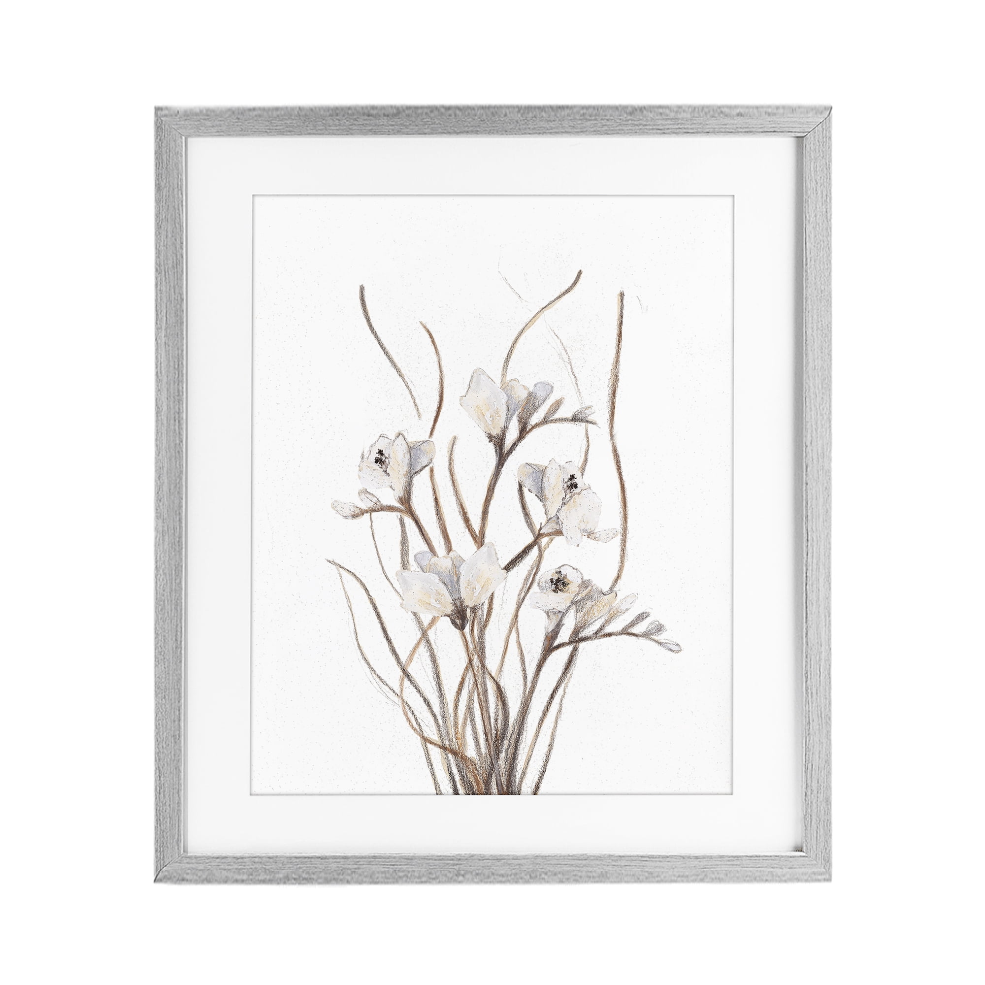 Stupell Industries Curly Branches on White Gray Framed Print Under Glass, design by Lanie Loreth
