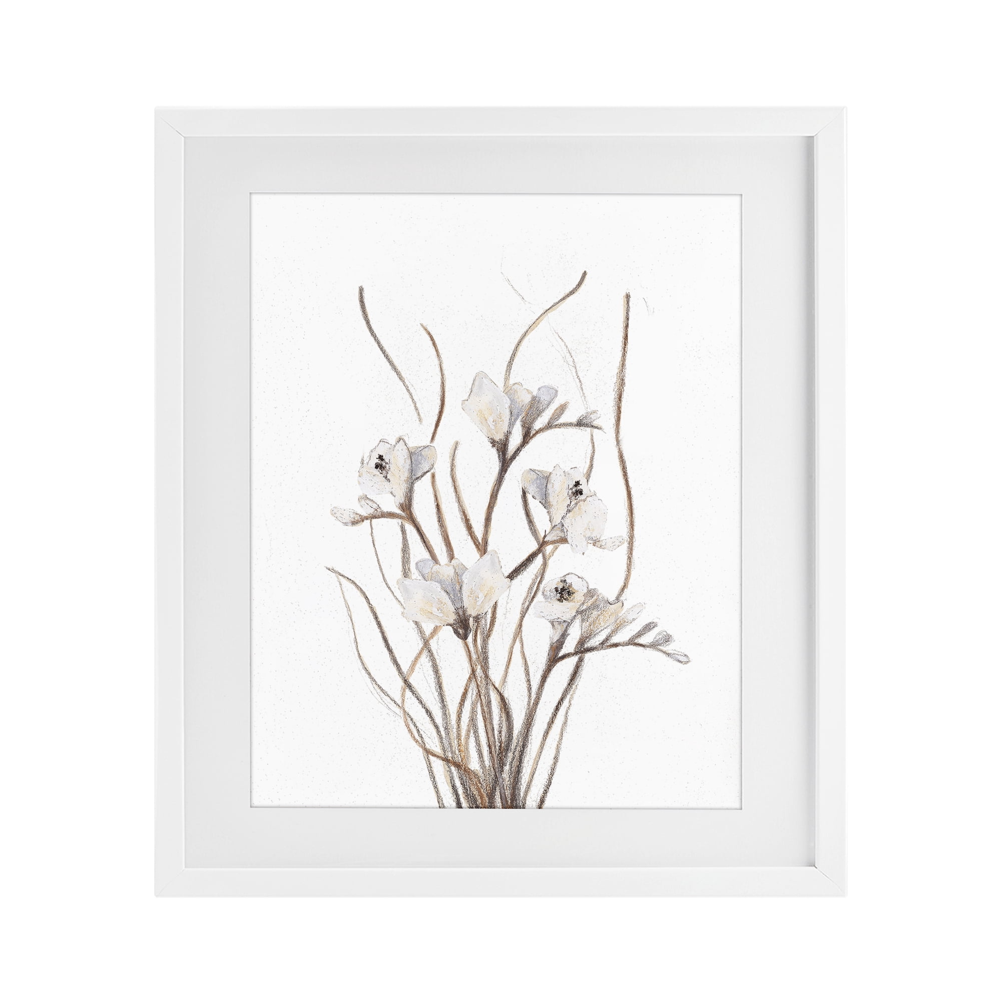 Stupell Industries Curly Branches on White White Framed Print Under Glass, design by Lanie Loreth
