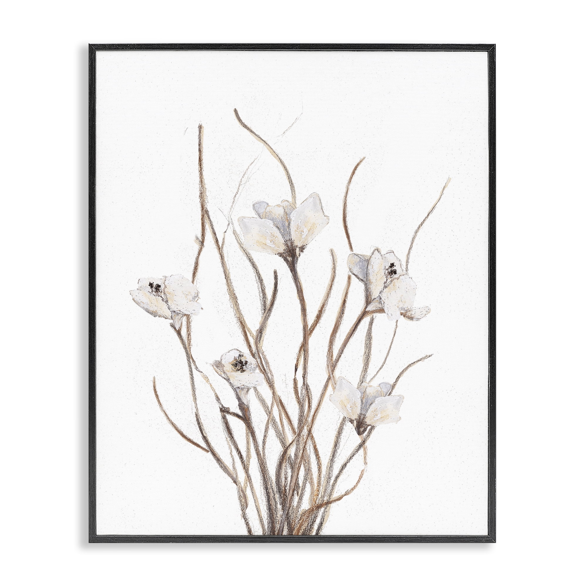 Stupell Industries Curly Floral Branches Black Framed Giclee Art, design by Lanie Loreth