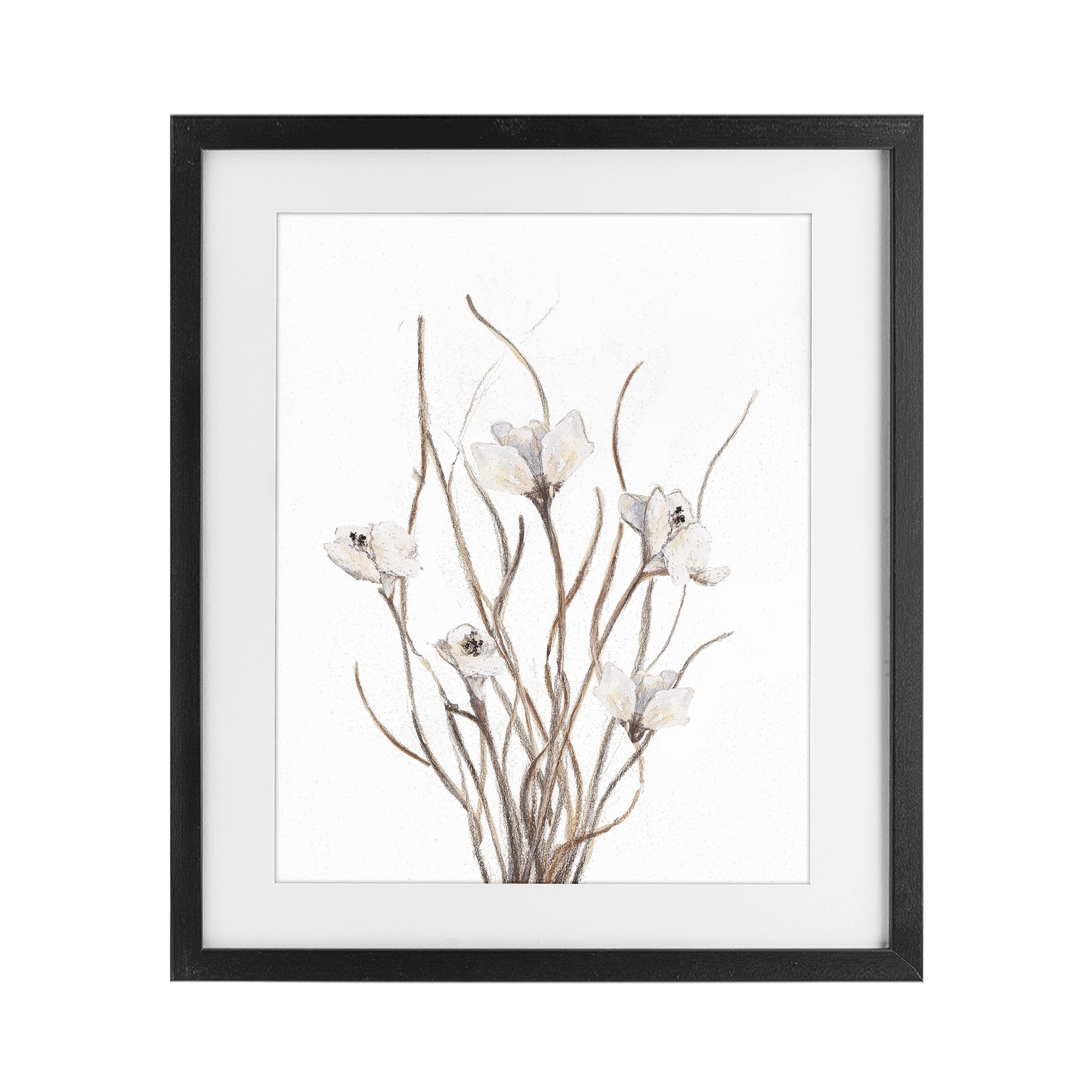 Stupell Industries Curly Floral Branches Black Framed Print Under Glass, design by Lanie Loreth