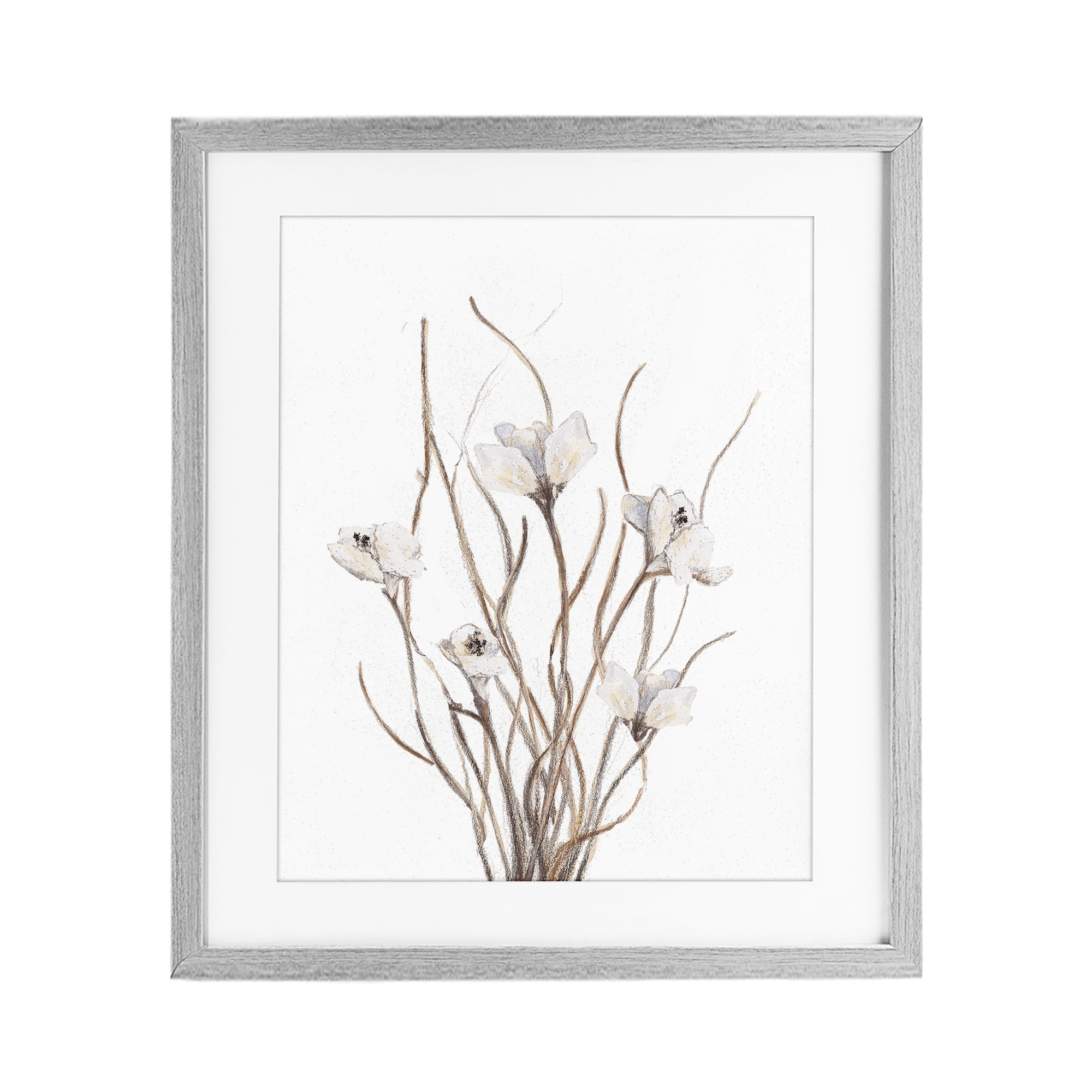 Stupell Industries Curly Floral Branches Gray Framed Print Under Glass, design by Lanie Loreth