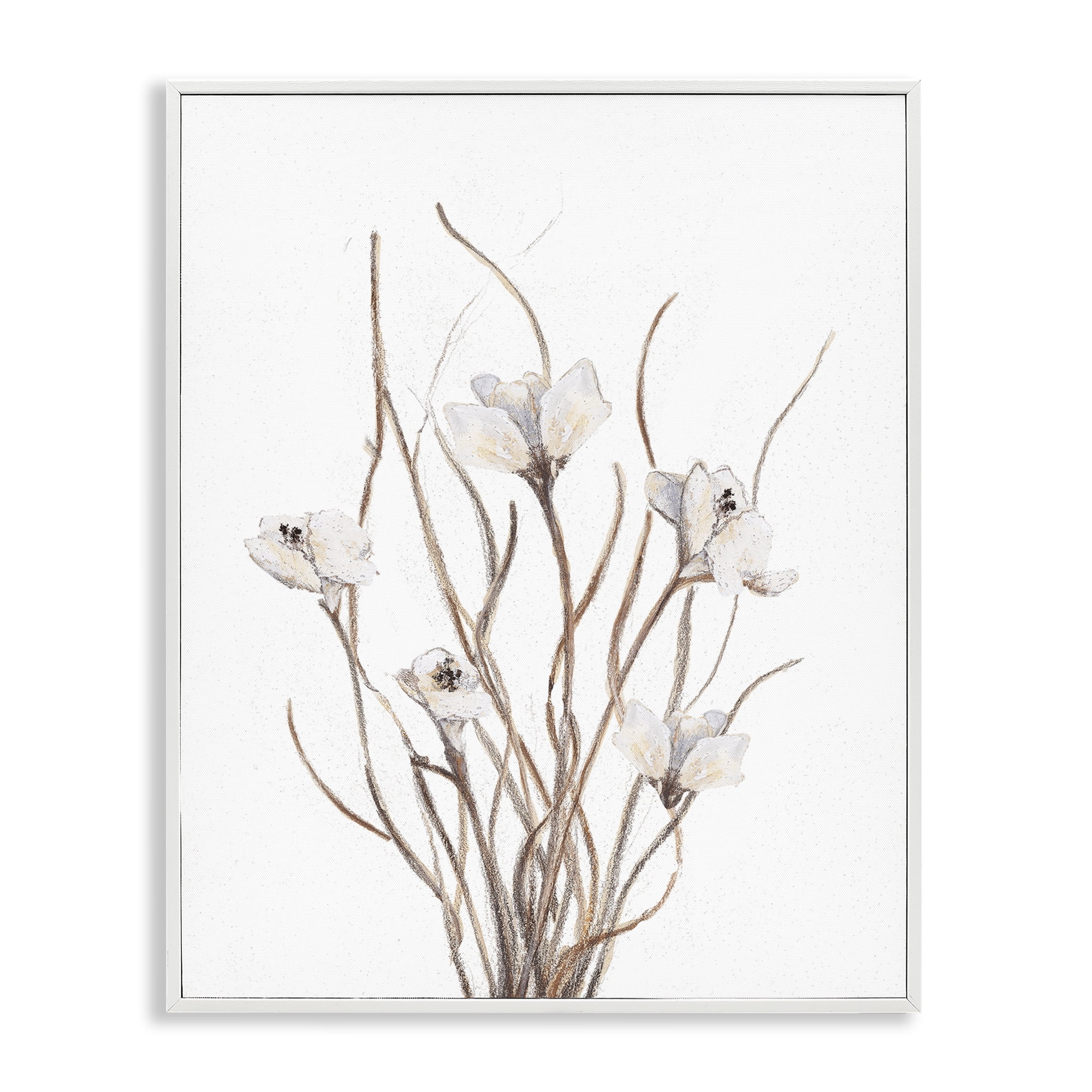 Stupell Industries Curly Floral Branches White Framed Giclee Art, design by Lanie Loreth