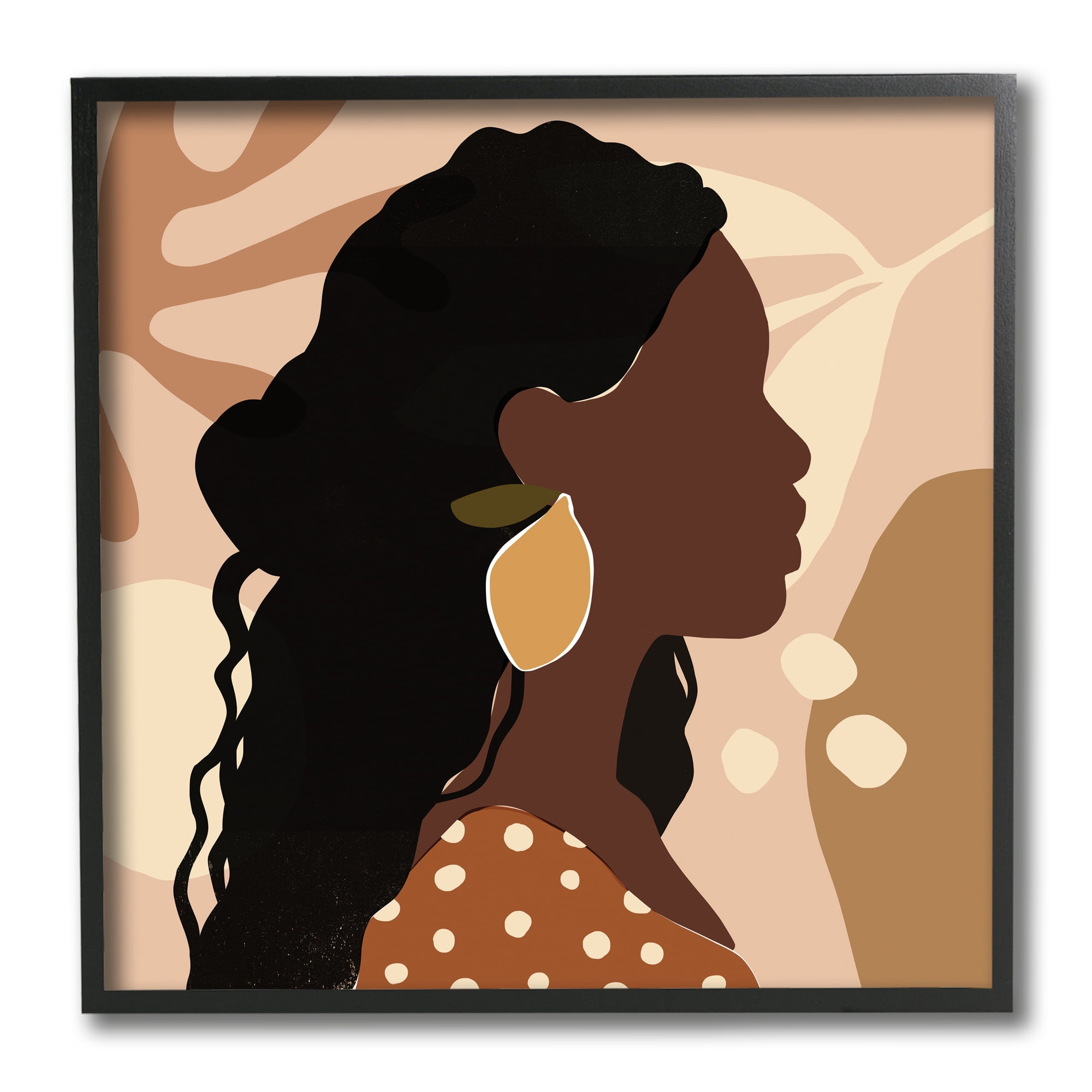 Stupell Industries Curly Hair Lemon Citrus Earring Female Portrait Food & Beverage Painting Black Framed Art Print Wall Art, 12 x 12