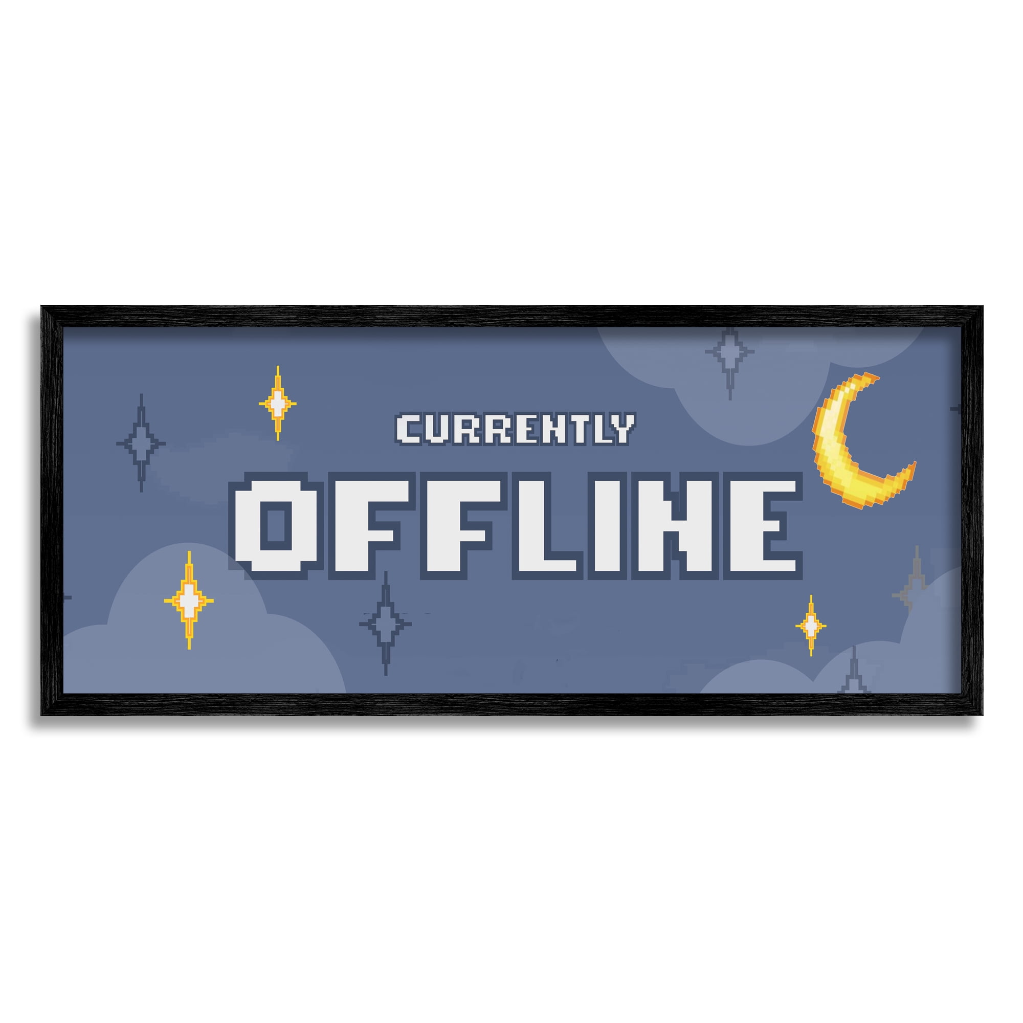 Stupell Industries Currently Offline Gamer Nature Painting Black Framed Art Print Wall Art, 30 x 13