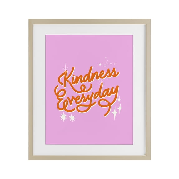 Stupell Industries Eclectic Cursive Kindness Everyday Birch Framed Print Under Glass, 13 x 16, by Indira Prieto | IndySign