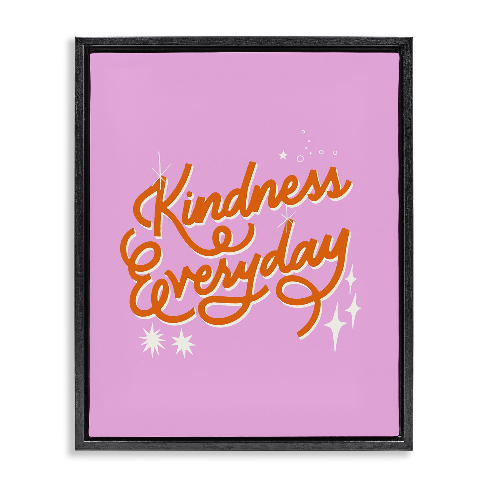 Stupell Industries Cursive Kindness Everyday Black Framed Floater Canvas Wall Art, design by Indira Prieto | IndySign