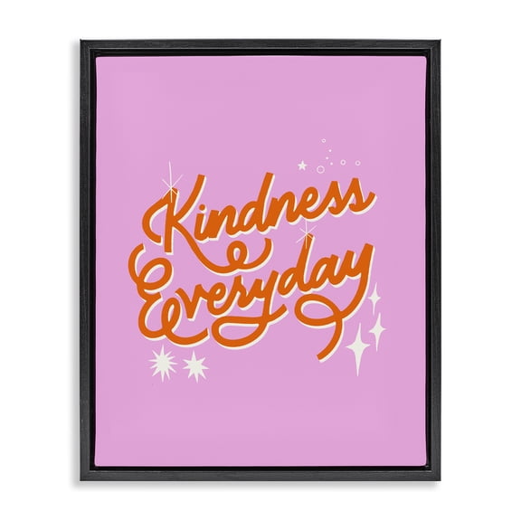 Stupell Industries Cursive Kindness Everyday Black Framed Floater Canvas Wall Art, design by Indira Prieto | IndySign