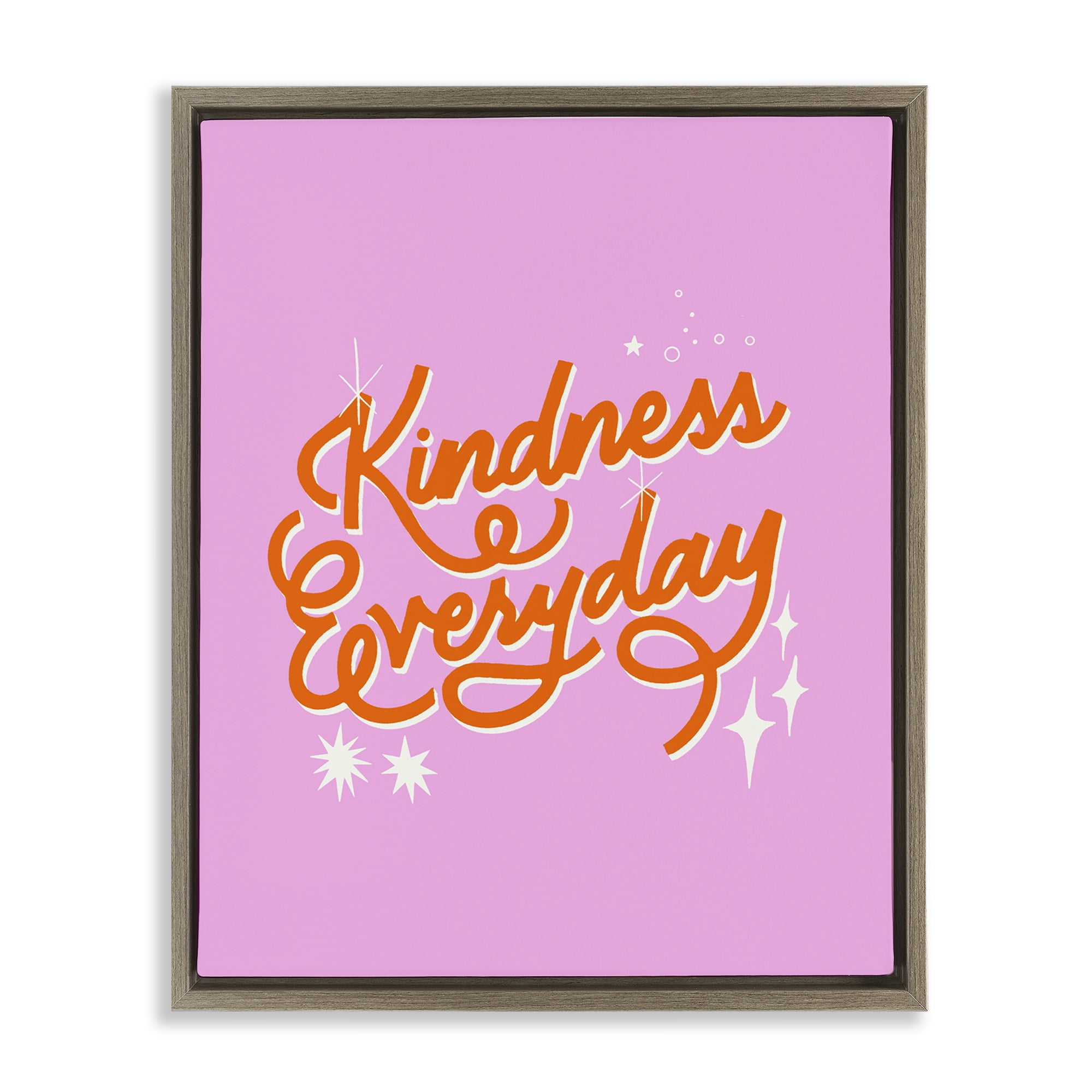 Stupell Industries Cursive Kindness Everyday Brown Framed Floater Canvas Wall Art, design by Indira Prieto | IndySign