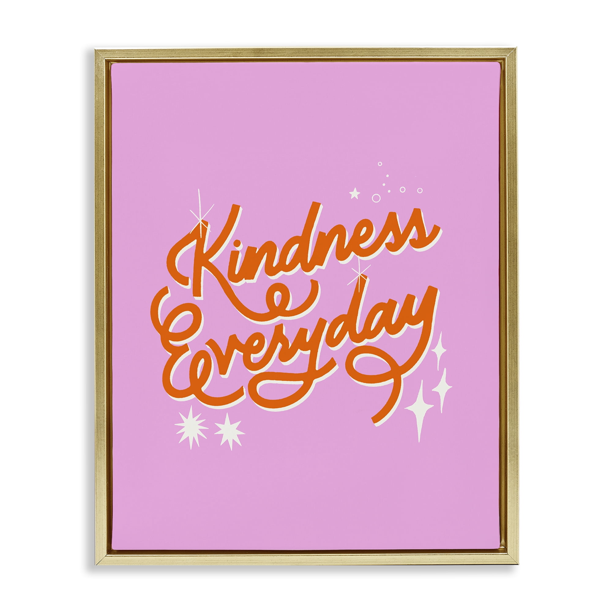 Stupell Industries Cursive Kindness Everyday Gold Framed Floater Canvas Wall Art, design by Indira Prieto | IndySign