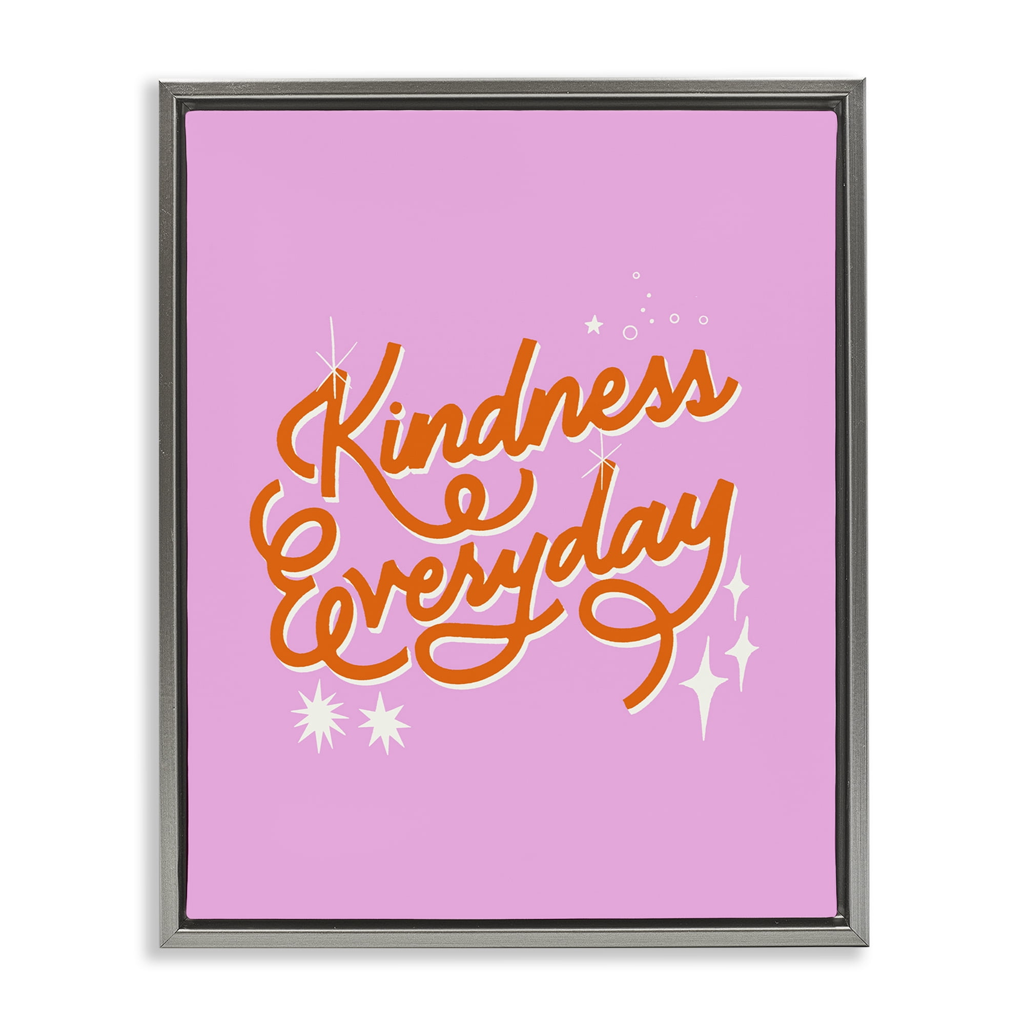 Stupell Industries Cursive Kindness Everyday Gray Framed Floater Canvas Wall Art, design by Indira Prieto | IndySign