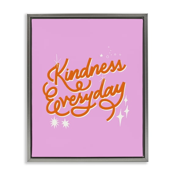 Stupell Industries Eclectic Cursive Kindness Everyday Gray Floating Frame Canvas Art, 17 x 21, by Indira Prieto | IndySign