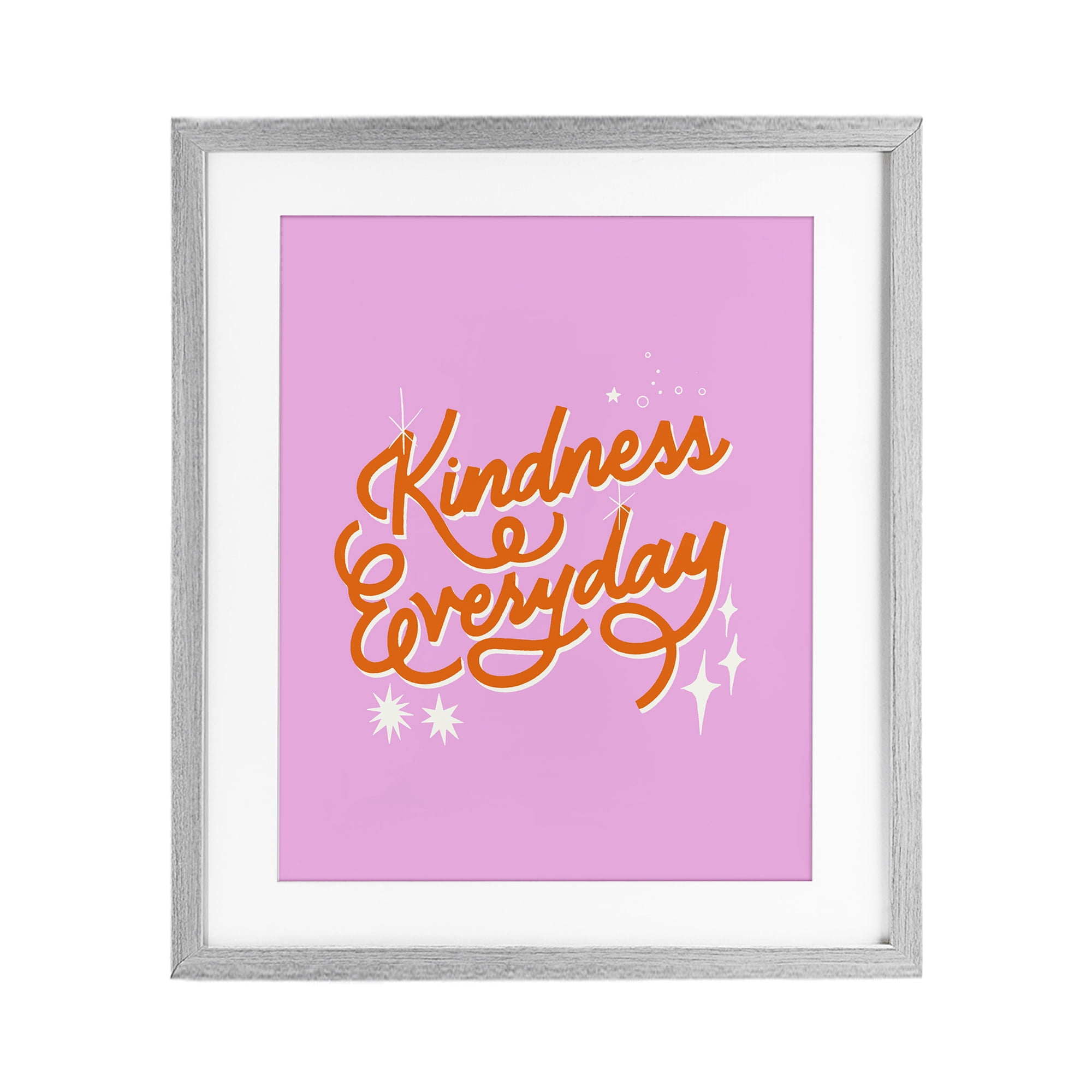 Stupell Industries Cursive Kindness Everyday Gray Framed Print Under Glass, design by Indira Prieto | IndySign