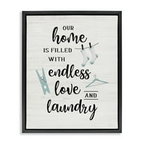 Stupell Industries Cursive Love & Laundry Bath & Laundry Painting Black Floater Framed Canvas Art Print Wall Art, 17 x 21