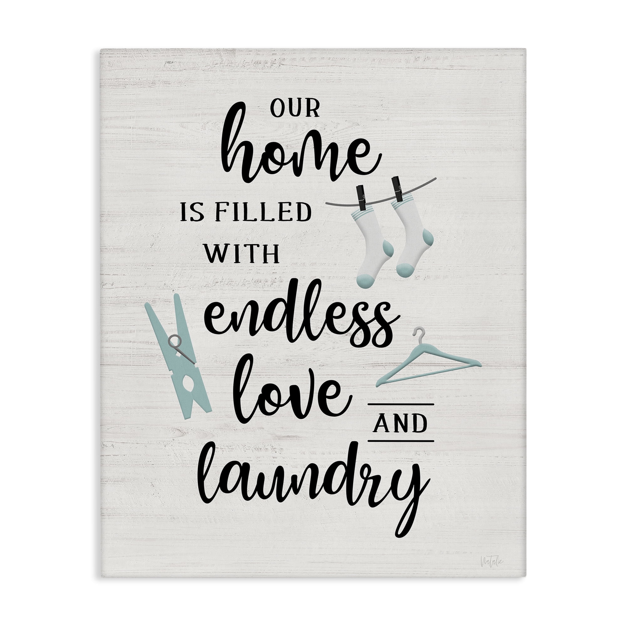 Stupell Industries Cursive Love & Laundry Bath & Laundry Painting Wrapped Canvas Art Print Wall Art, 16 x 20
