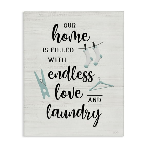Stupell Industries Cursive Love & Laundry Bath & Laundry Painting Wrapped Canvas Art Print Wall Art, 16 x 20