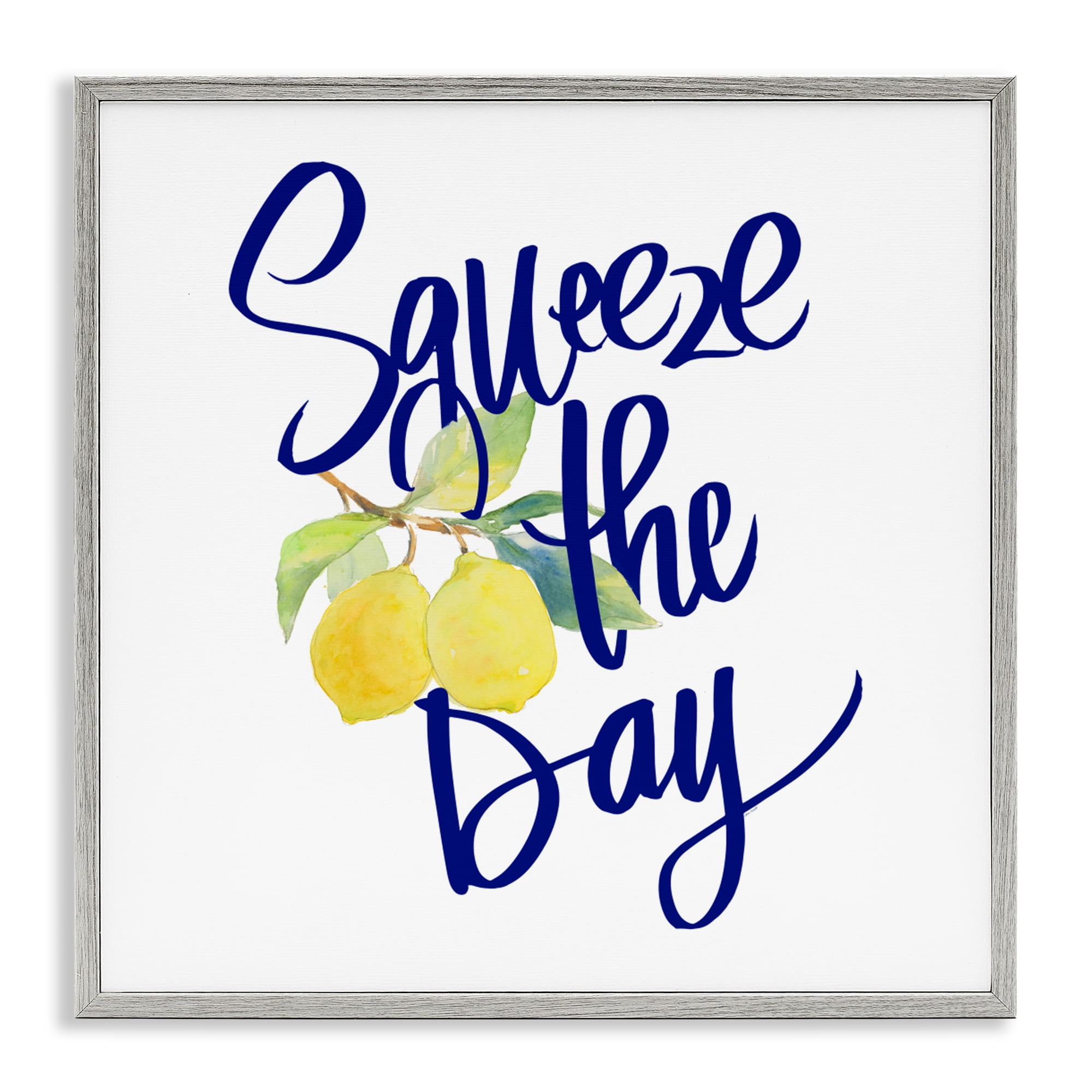 Stupell Industries Cursive Squeeze The Day Gray Framed Giclee Art, design by Lanie Loreth