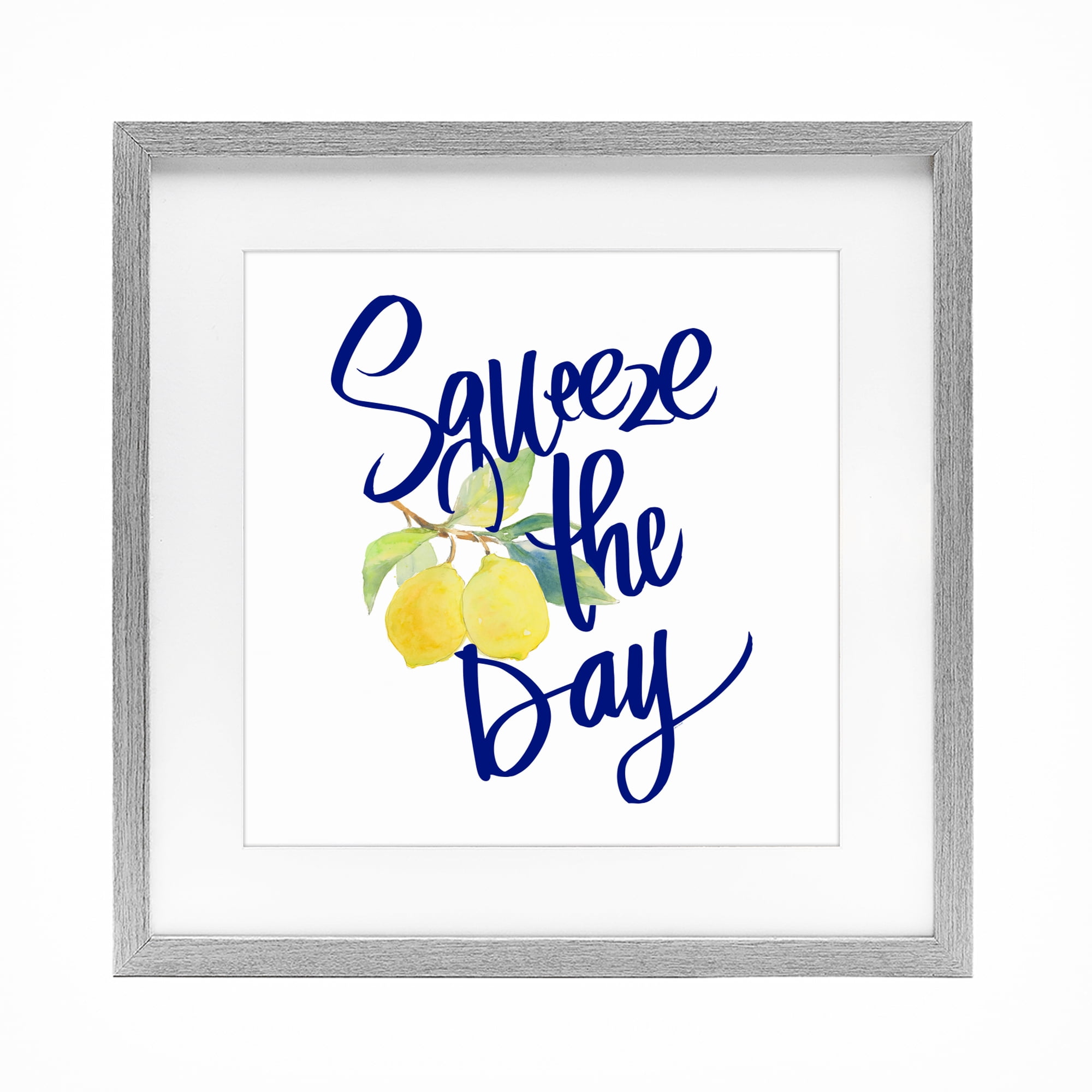 Stupell Industries Cursive Squeeze The Day Gray Framed Print Under Glass, design by Lanie Loreth