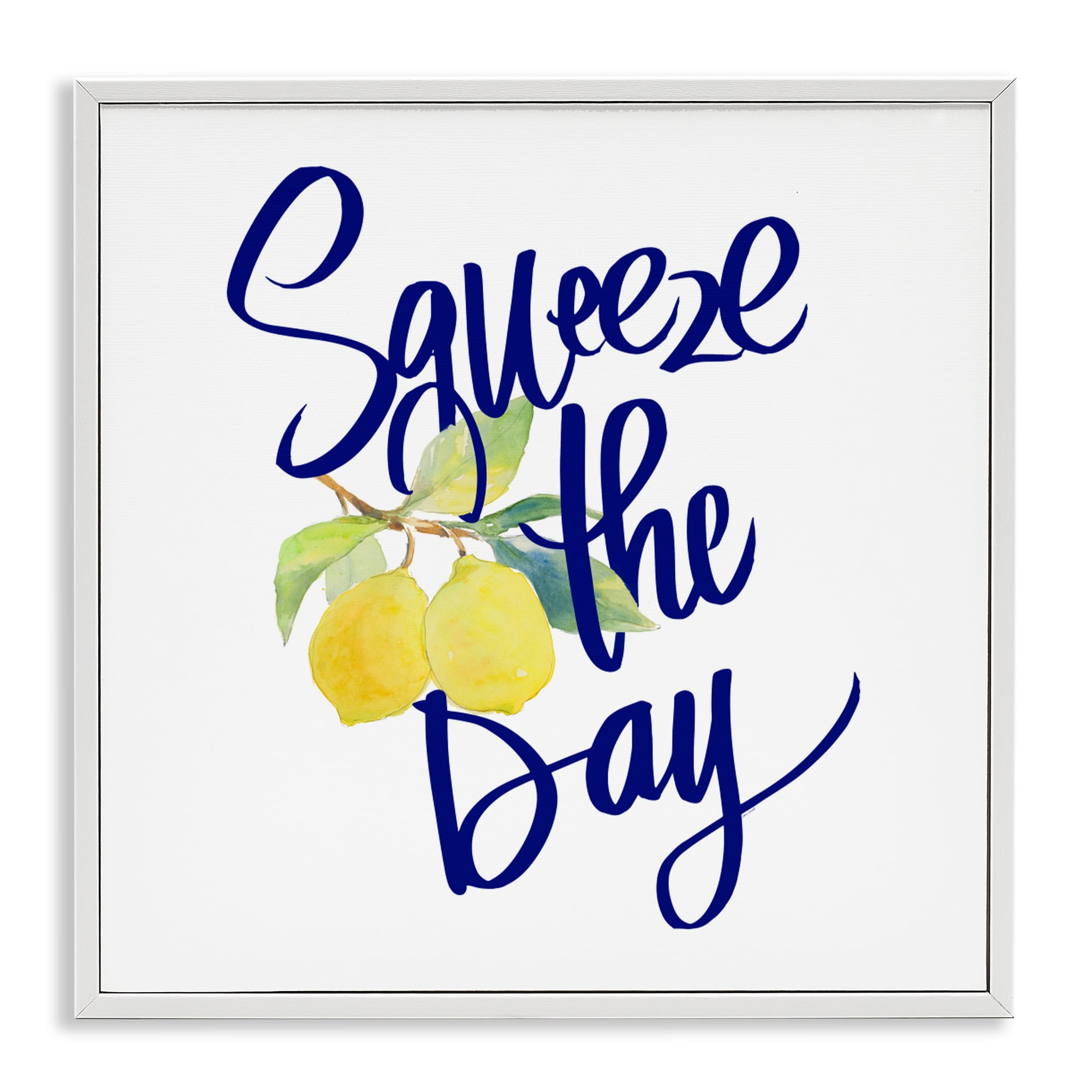 Stupell Industries Cursive Squeeze The Day White Framed Giclee Art, design by Lanie Loreth