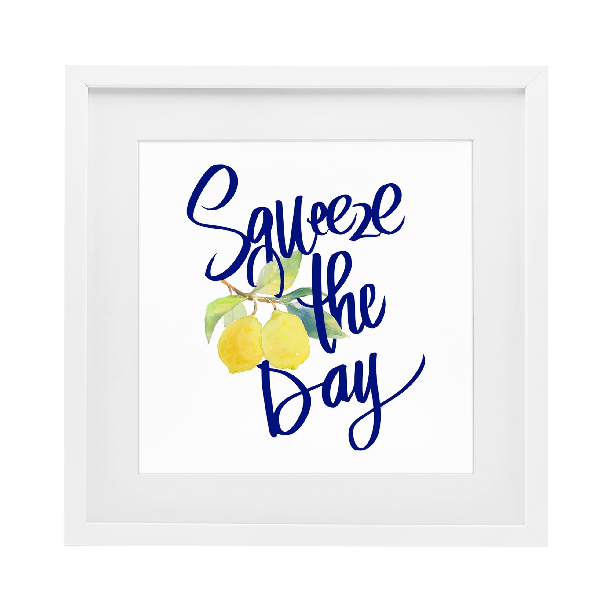 Stupell Industries Cursive Squeeze The Day White Framed Print Under Glass, design by Lanie Loreth