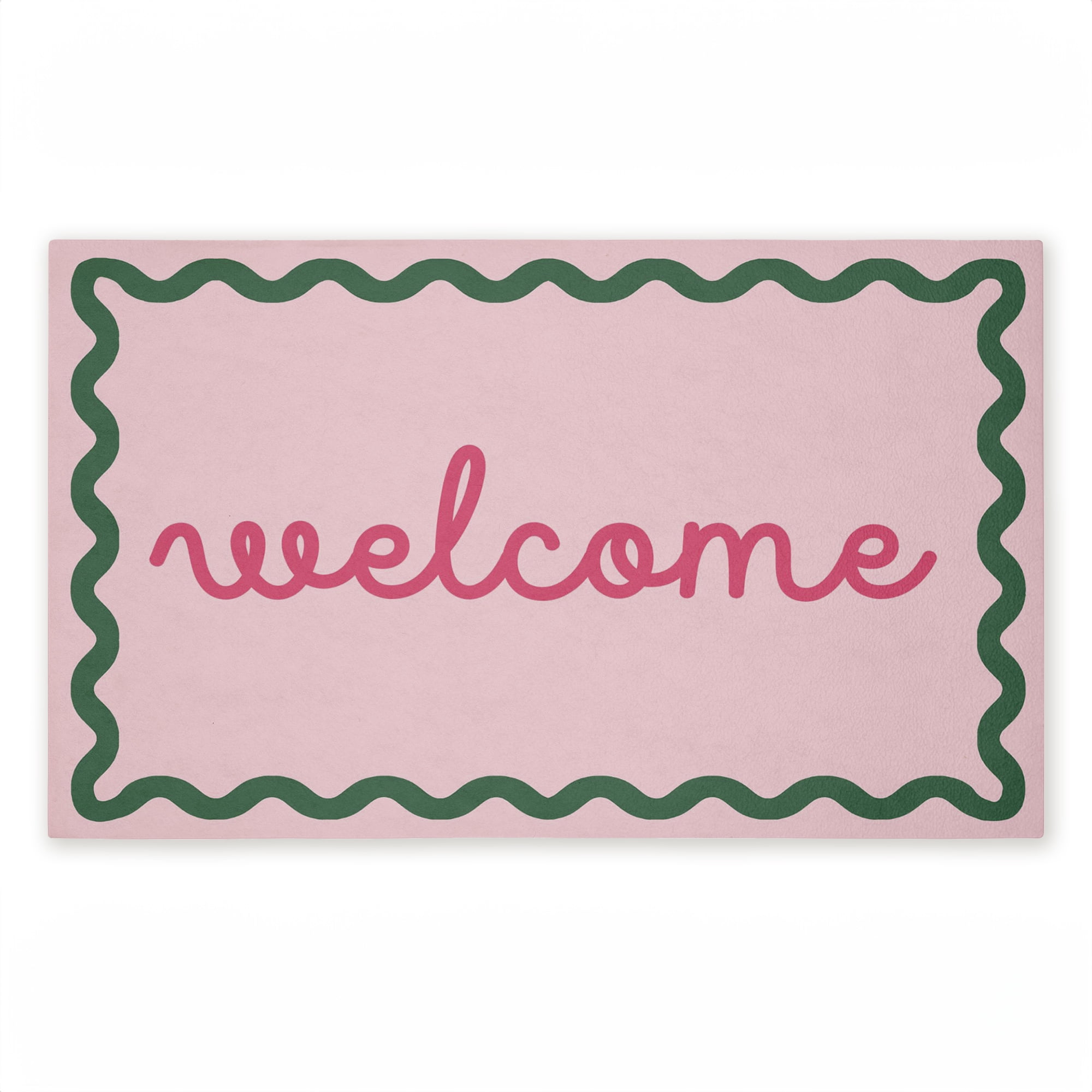 Stupell Industries Cursive Welcome over Pink Printed Outdoor Door Floor Mat, design by Lil' Rue
