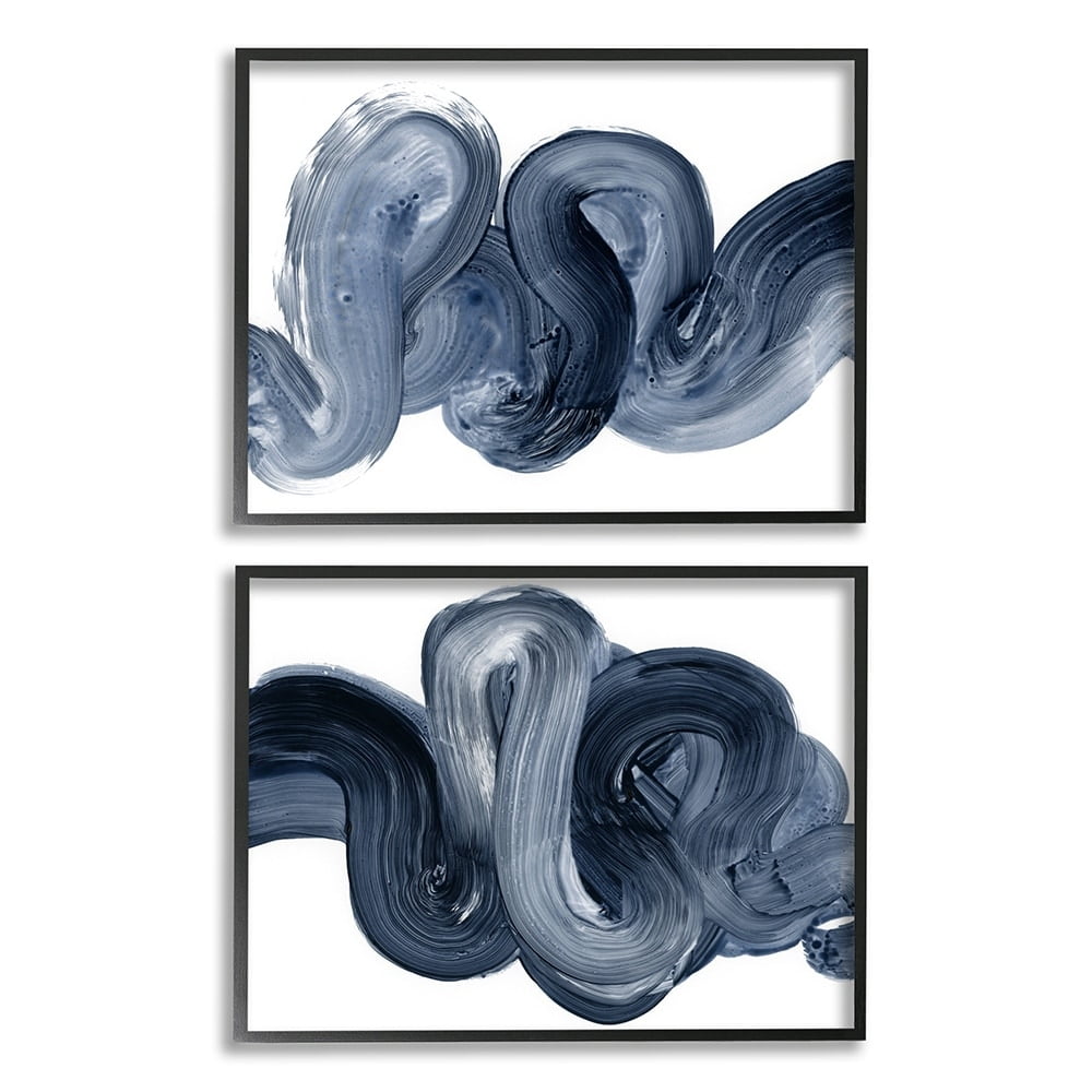 Abstract Blue and Gray Brushstroke Canvas Print Set