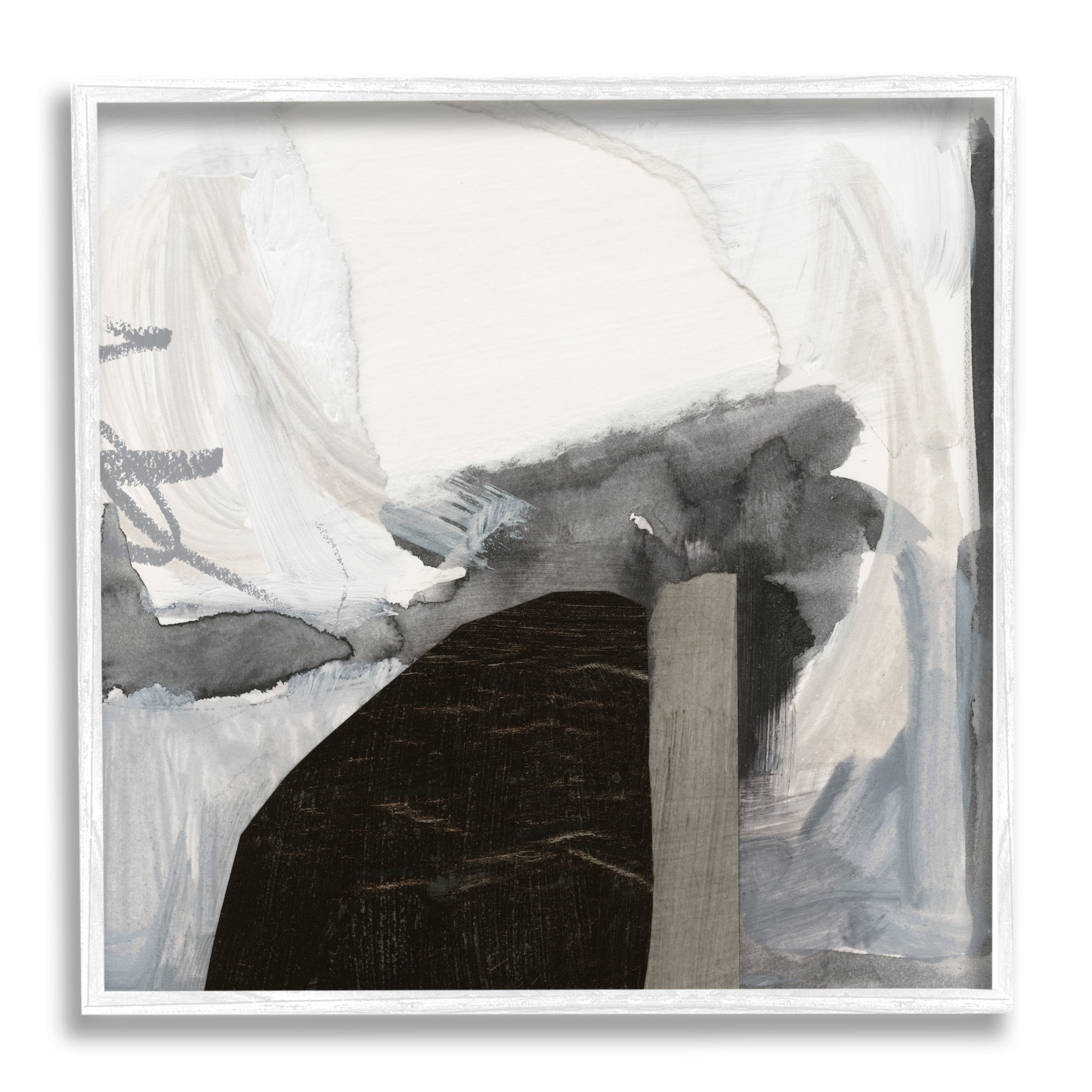 Stupell Industries Curved Black Forms Scribbled Shapes Abstract Painting Painting White Framed Art Print Wall Art, Design by Victoria Barnes