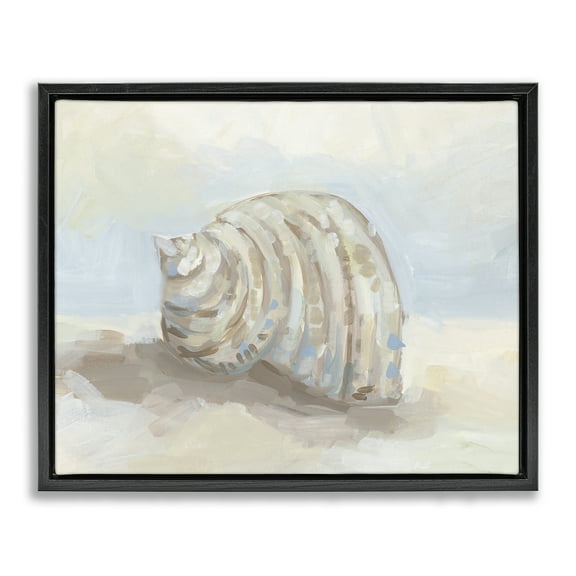 Stupell Industries Curved Blended Seashell Black Framed Floater Canvas Wall Art design by JJ Design House LLC, 25 x 31