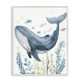 thumbnail image 1 of Stupell Industries Curved Blue Whale Animals Painting White Framed Art Print Wall Art, 16 x 20, 1 of 2