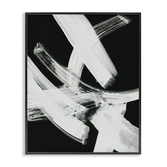 Stupell Industries Curved Chaotic Brushstrokes Abstract Painting Black Framed Art Print Wall Art, 11 x 14