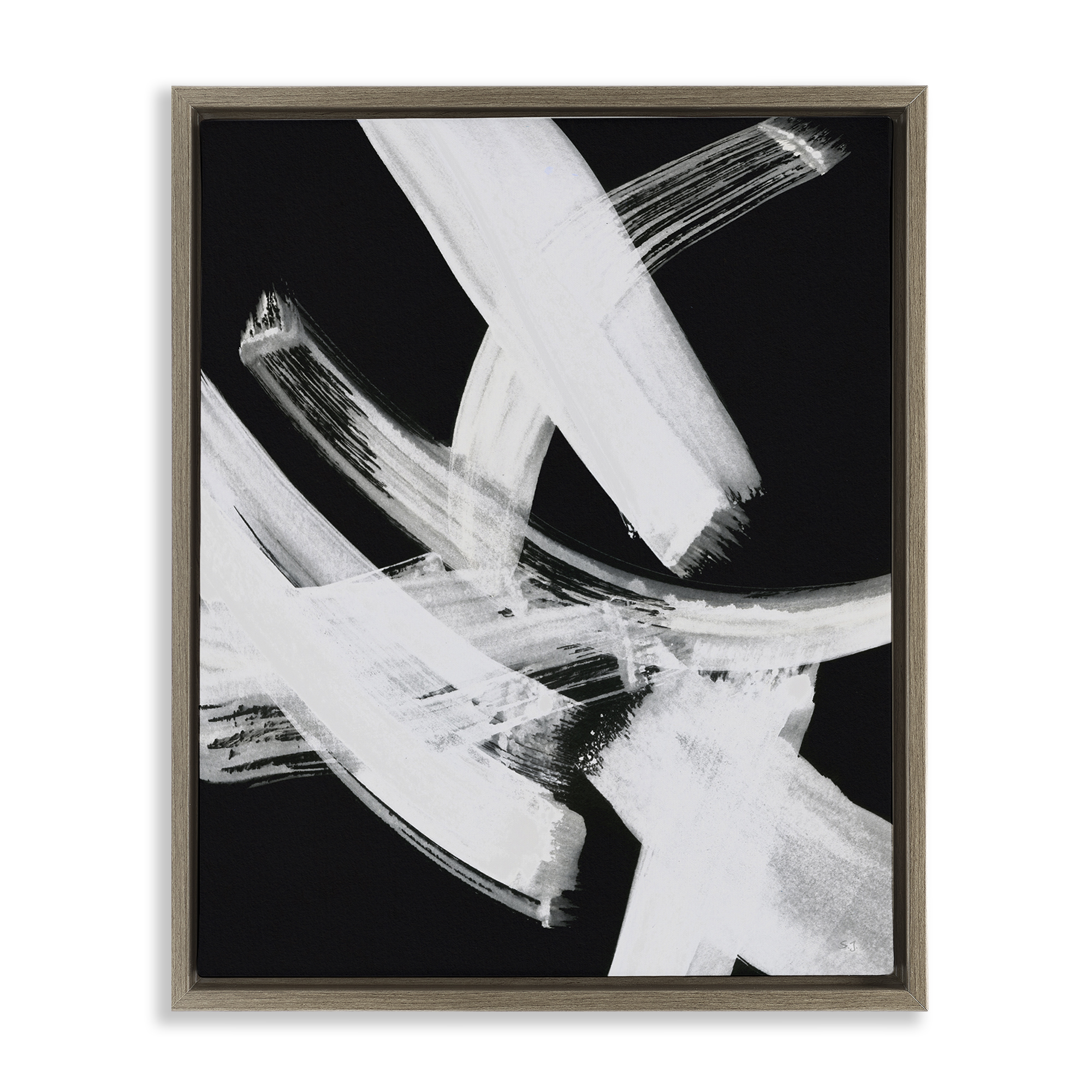 Stupell Industries Curved Chaotic Brushstrokes Abstract Painting Brown Floater Framed Canvas Art Print Wall Art, 17 x 21