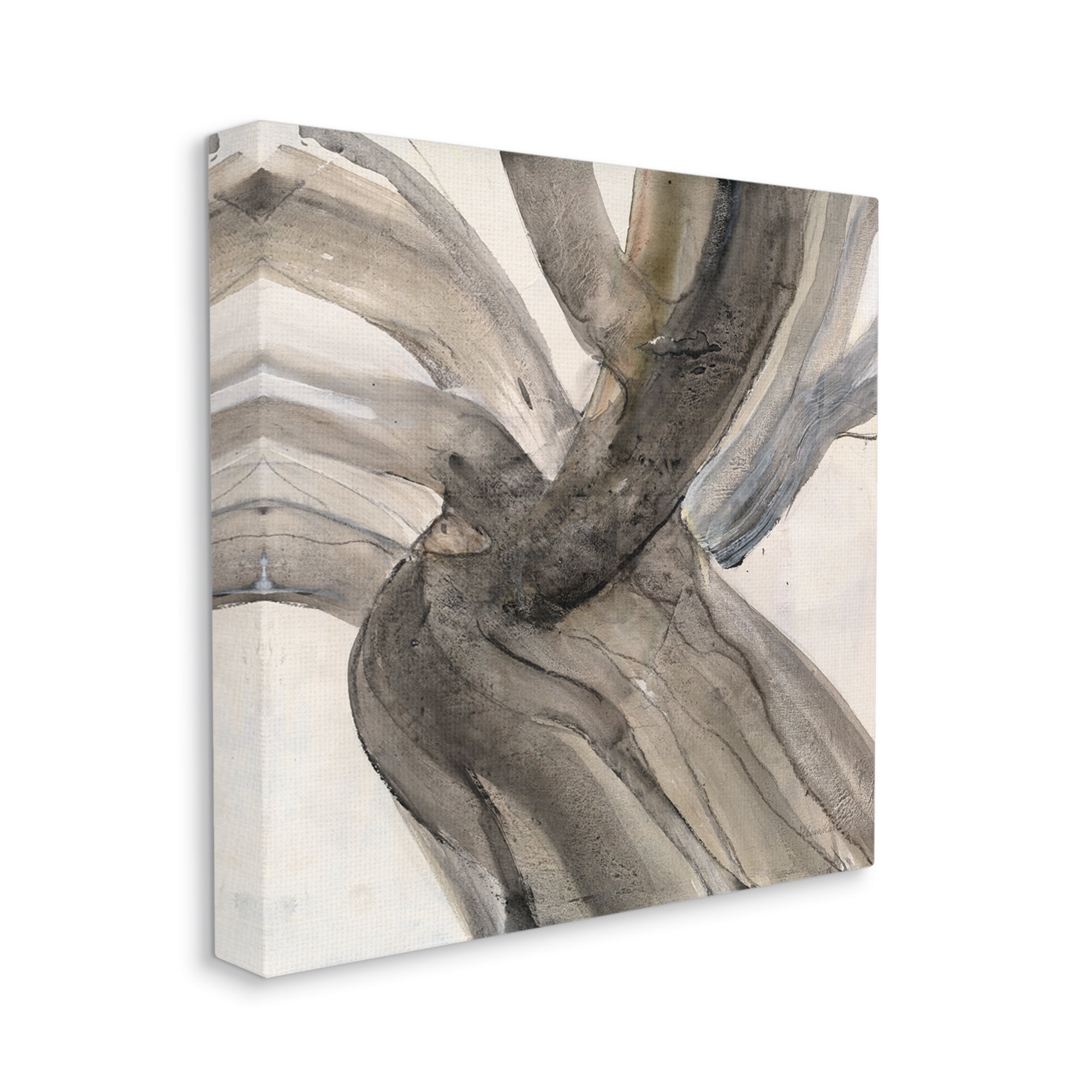 Stupell Industries Curved Coastal Driftwood Abstraction Neutral Brown Canvas Wall Art, 36 x 36, Design by Albena Hristova