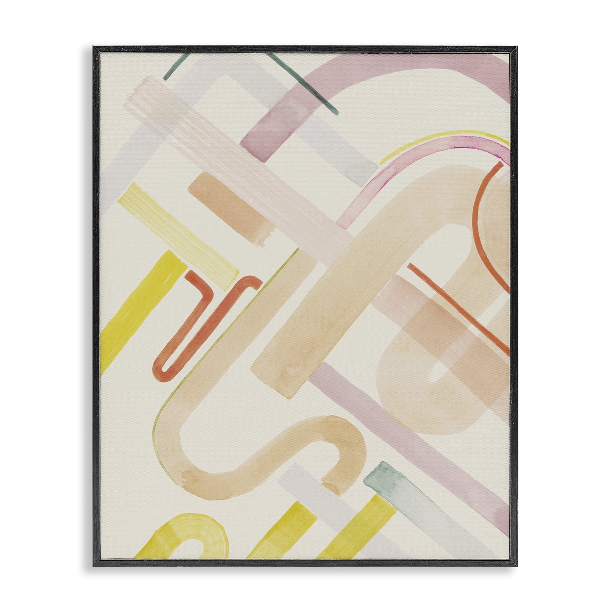 Stupell Industries Curved Forms Collage Abstract Painting Black Framed Art Print Wall Art, 11 x 14