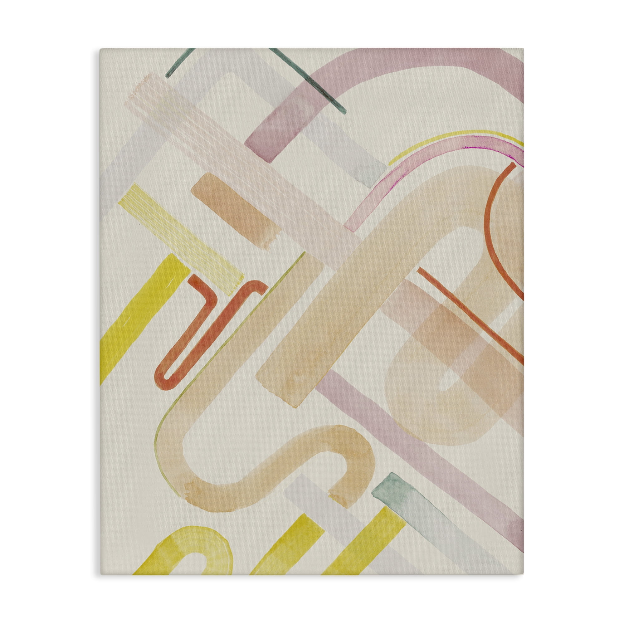 Stupell Industries Curved Forms Collage Abstract Painting Gallery Wrapped Canvas Art Print Wall Art, 30 x 40