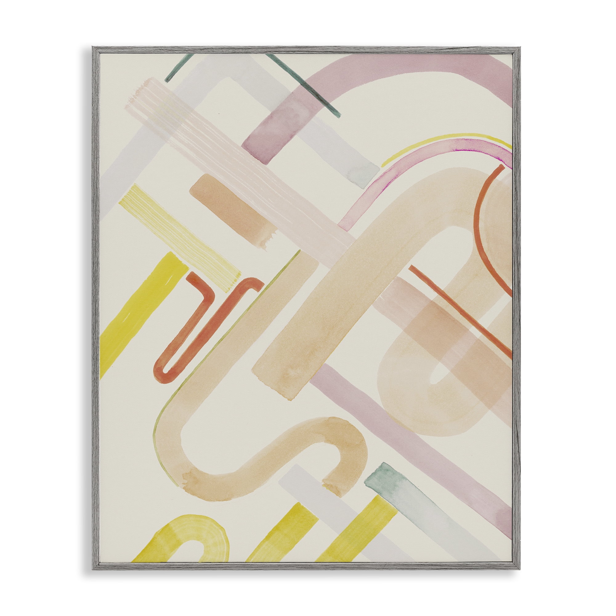 Stupell Industries Curved Forms Collage Abstract Painting Gray Framed Art Print Wall Art, 11 x 14