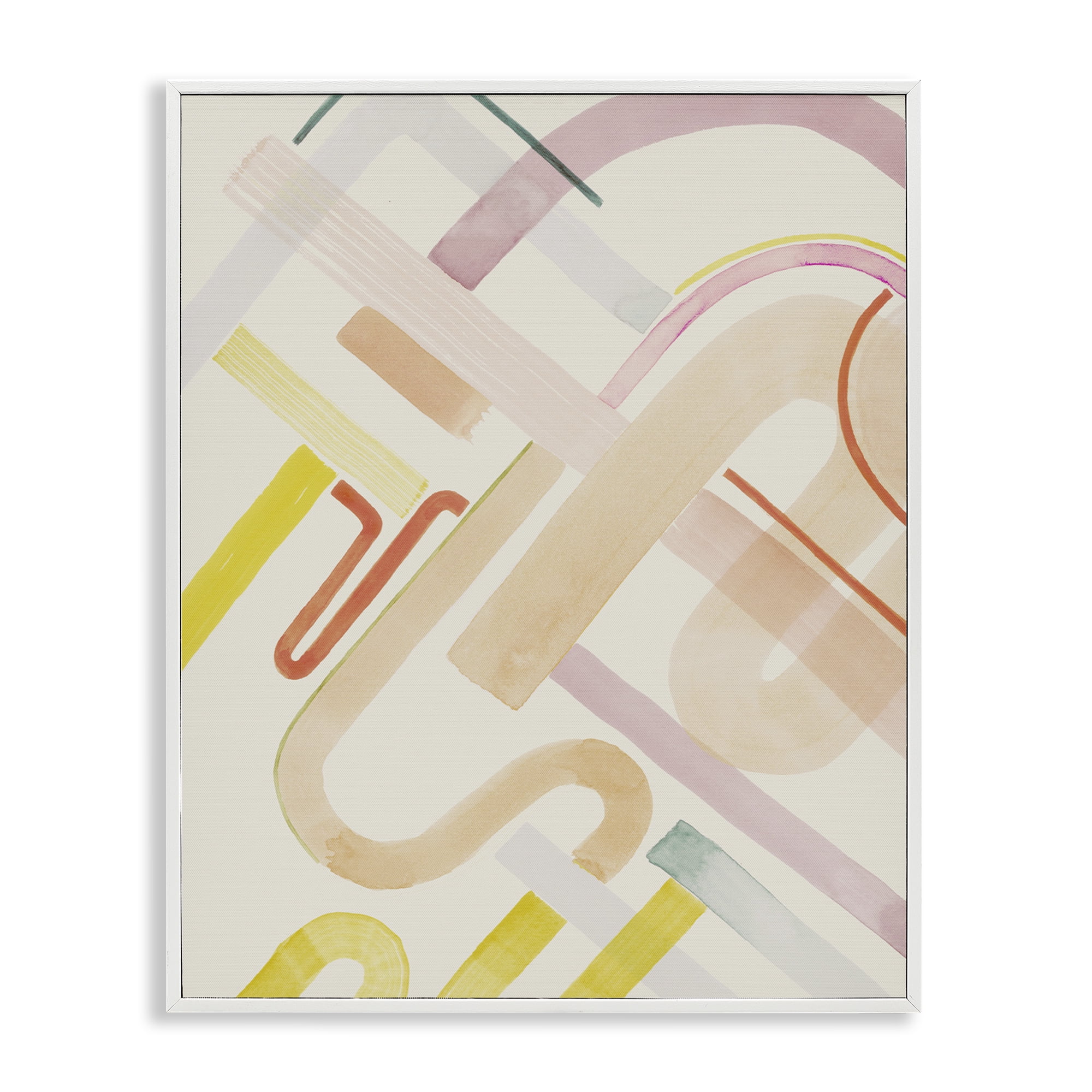 Stupell Industries Curved Forms Collage Abstract Painting White Framed Art Print Wall Art, 24 x 30