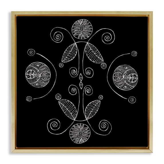 Stupell Industries Eclectic Curved Fractals & Leaves Gold Floating Frame Canvas Art, 25 x 25, by El Perkin