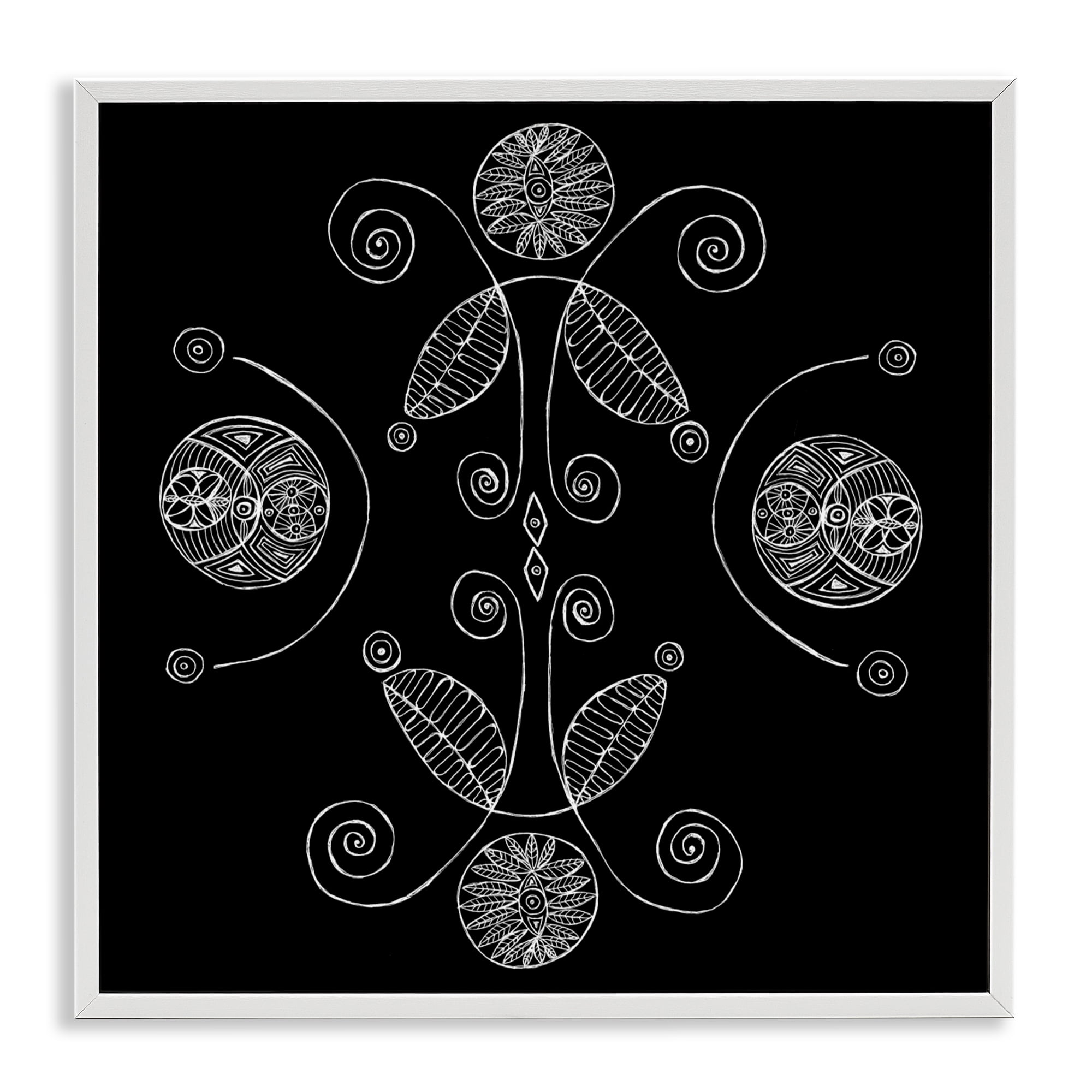 Stupell Industries Curved Fractals & Leaves White Framed Giclee Art, design by El Perkin