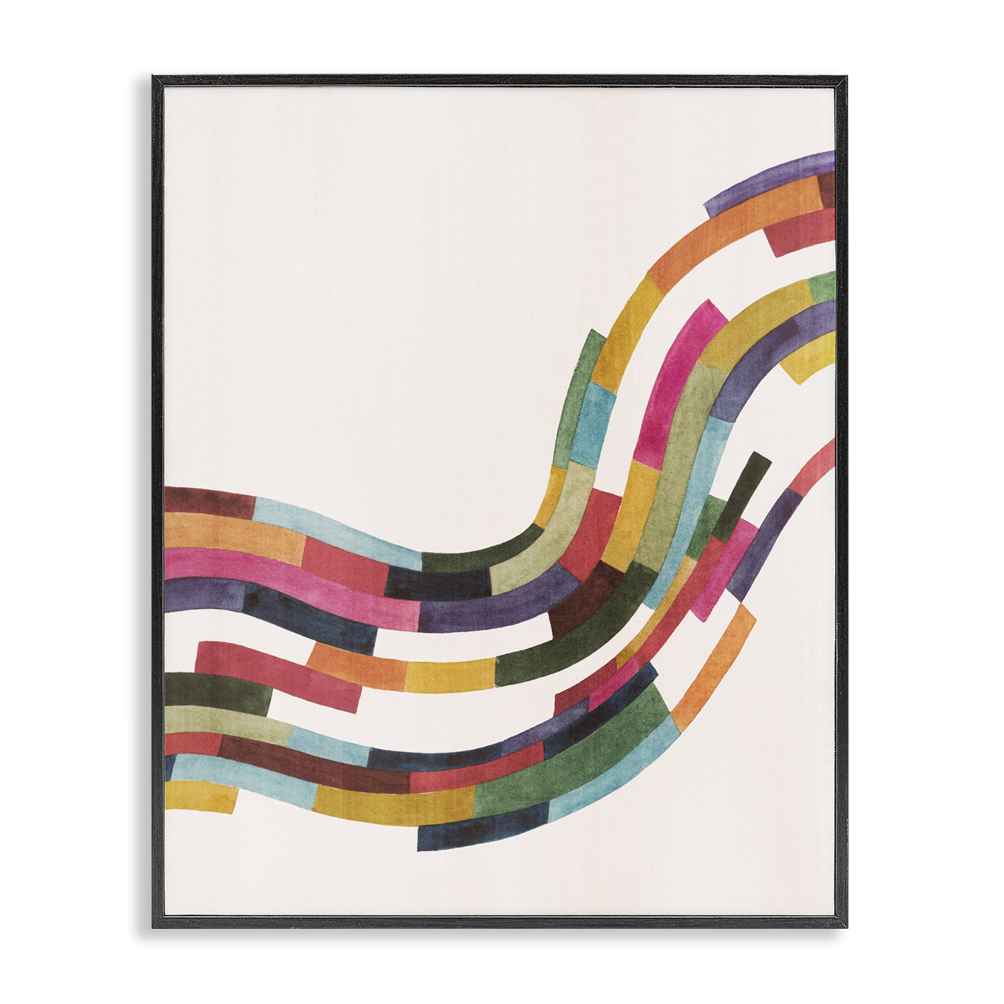 Stupell Industries Curved Geometric Wave Abstract Painting Black Framed Art Print Wall Art, 11 x 14