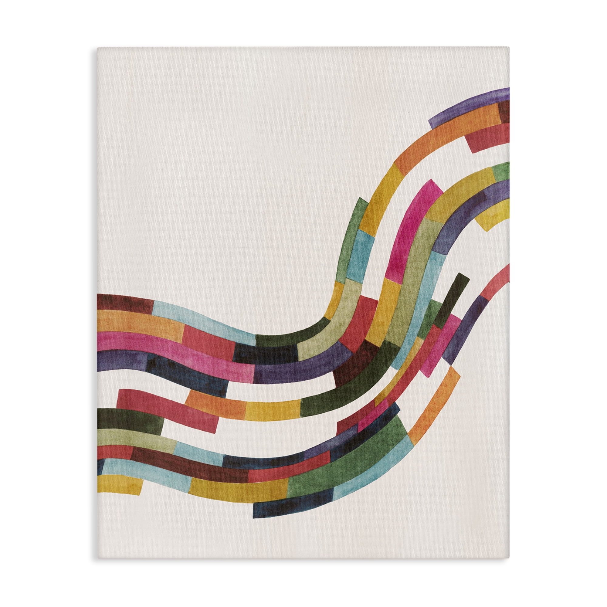 Stupell Industries Curved Geometric Wave Abstract Painting Gallery Wrapped Canvas Art Print Wall Art, 30 x 40