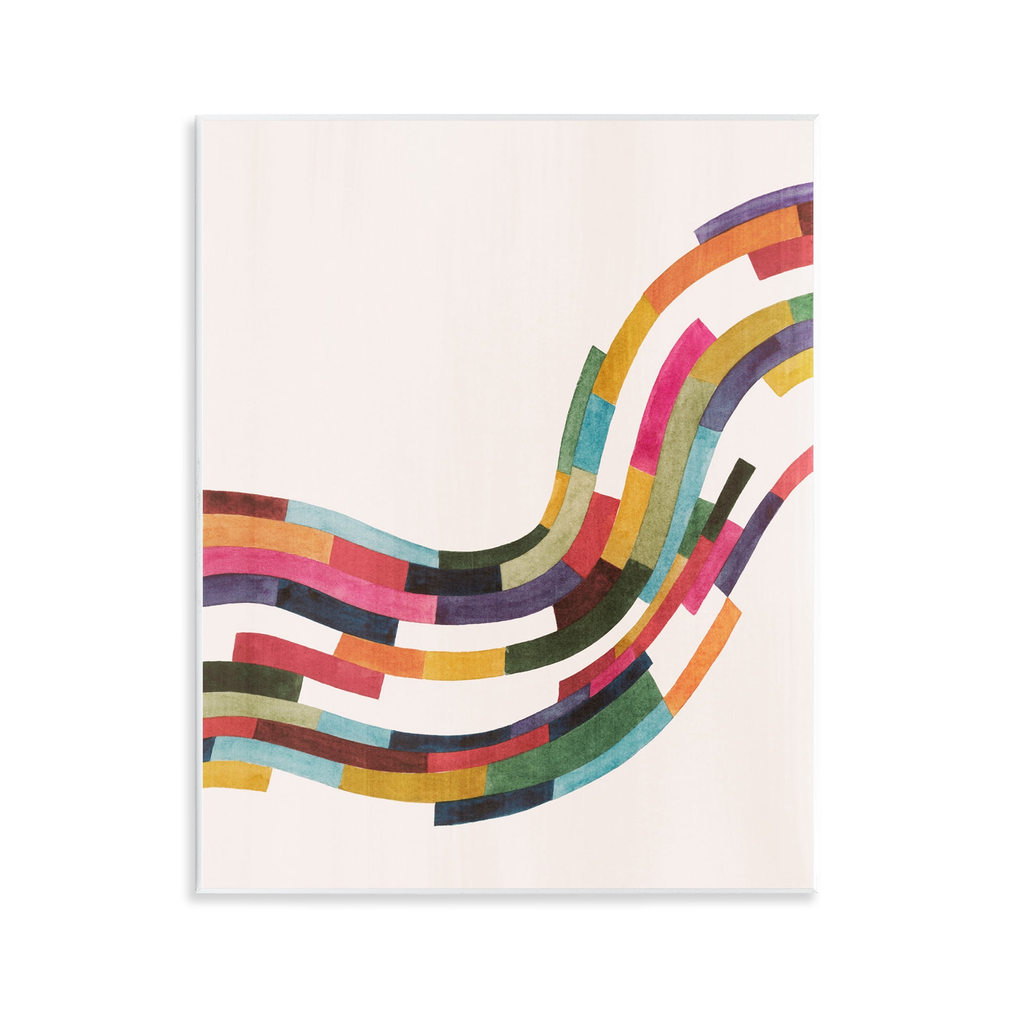 Stupell Industries Curved Geometric Wave Abstract Painting Unframed Art Print Wall Art, 11 x 14