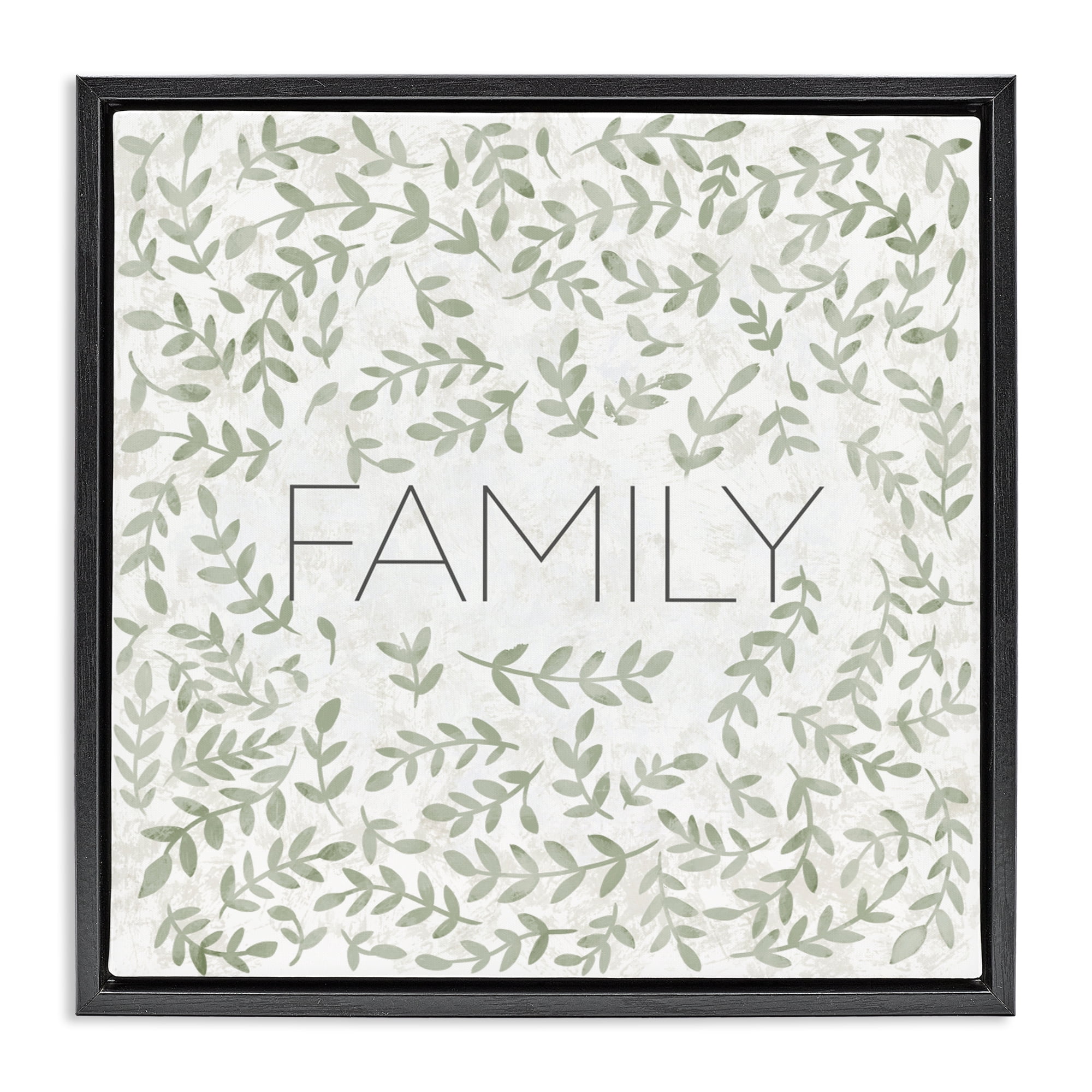 Stupell Industries Curved Ivy Sprigs Family Black Framed Floater Canvas Wall Art, design by SD Graphics Studio