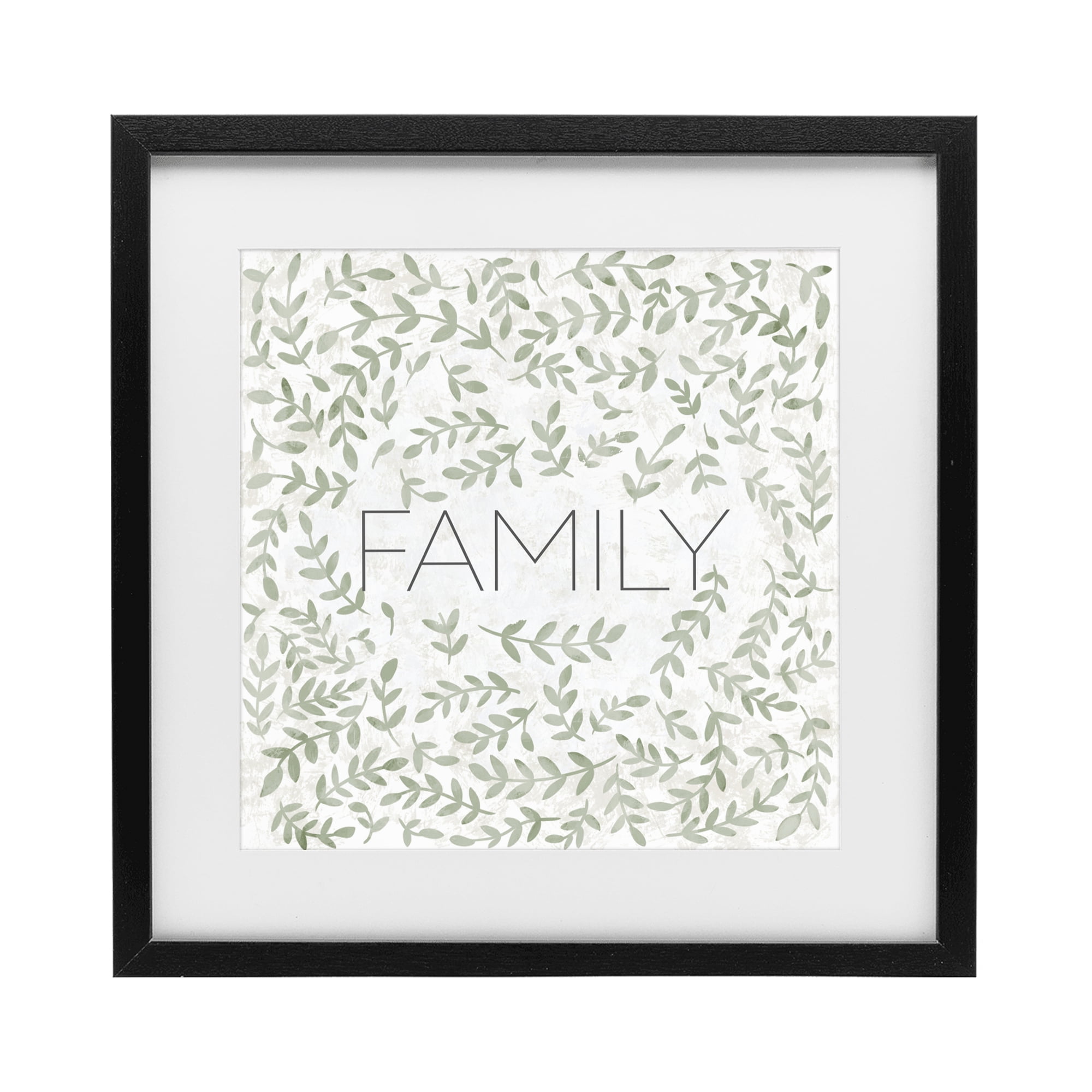 Stupell Industries Curved Ivy Sprigs Family Black Framed Print Under Glass, design by SD Graphics Studio