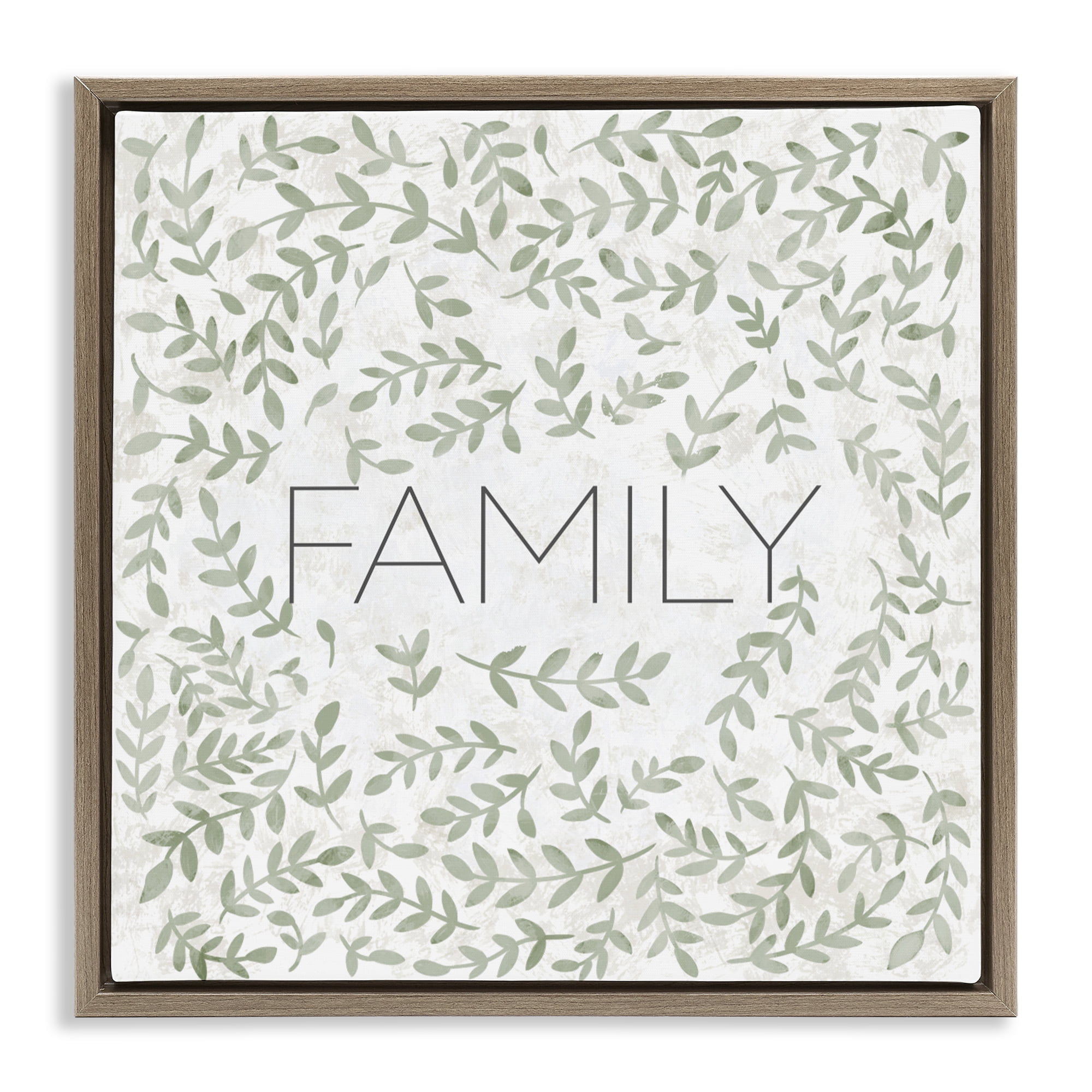 Stupell Industries Curved Ivy Sprigs Family Brown Framed Floater Canvas Wall Art, design by SD Graphics Studio