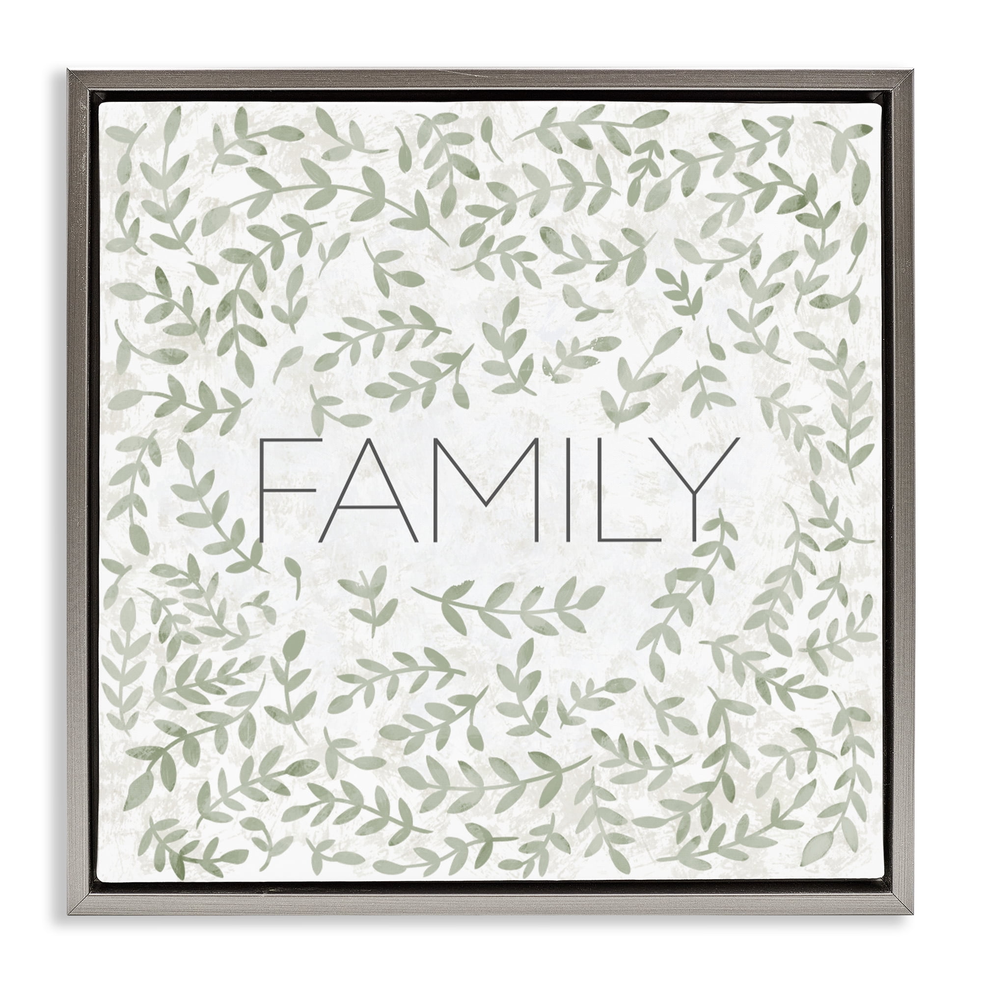 Stupell Industries Curved Ivy Sprigs Family Gray Framed Floater Canvas Wall Art, design by SD Graphics Studio