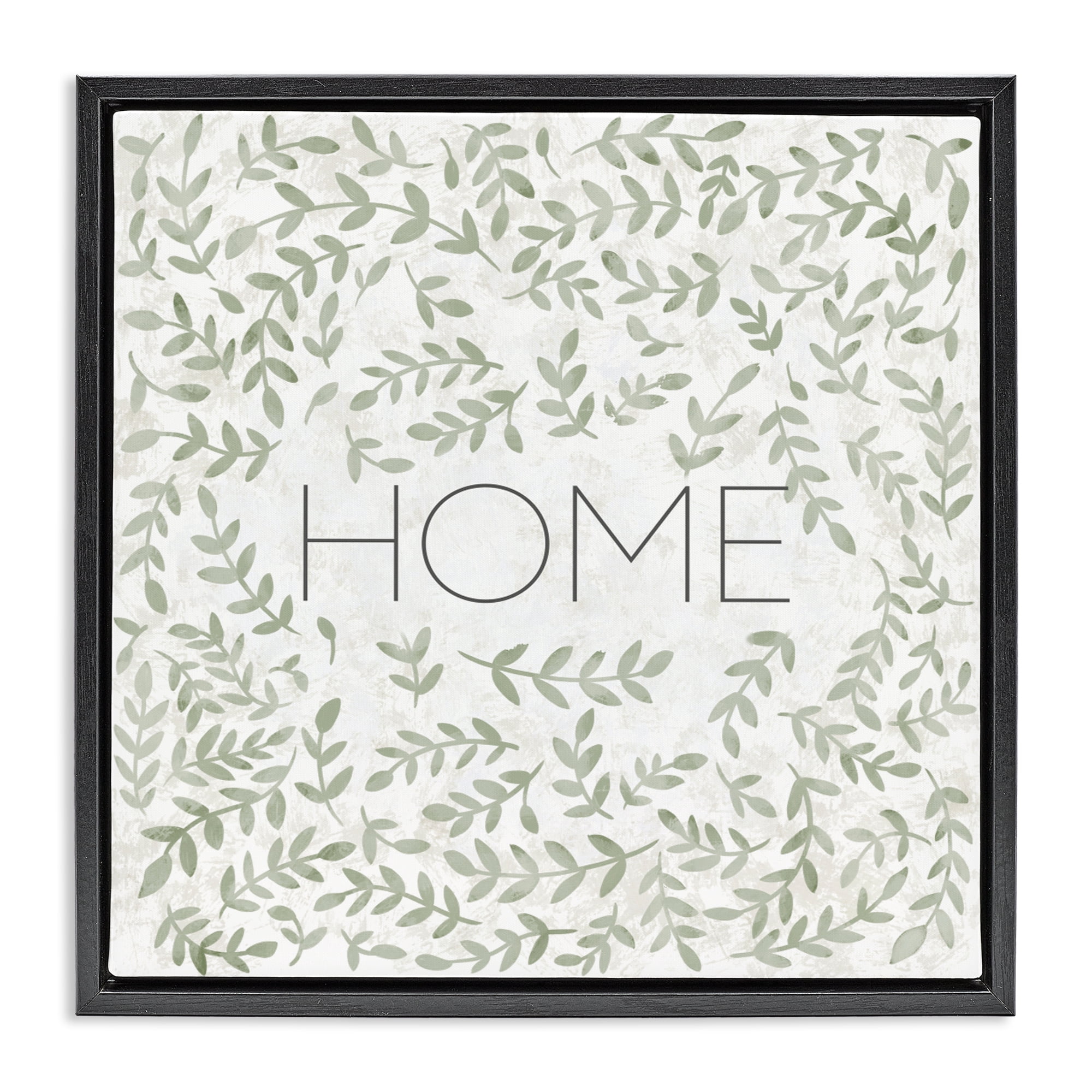 Stupell Industries Curved Ivy Sprigs Greenery Black Framed Floater Canvas Wall Art, design by SD Graphics Studio