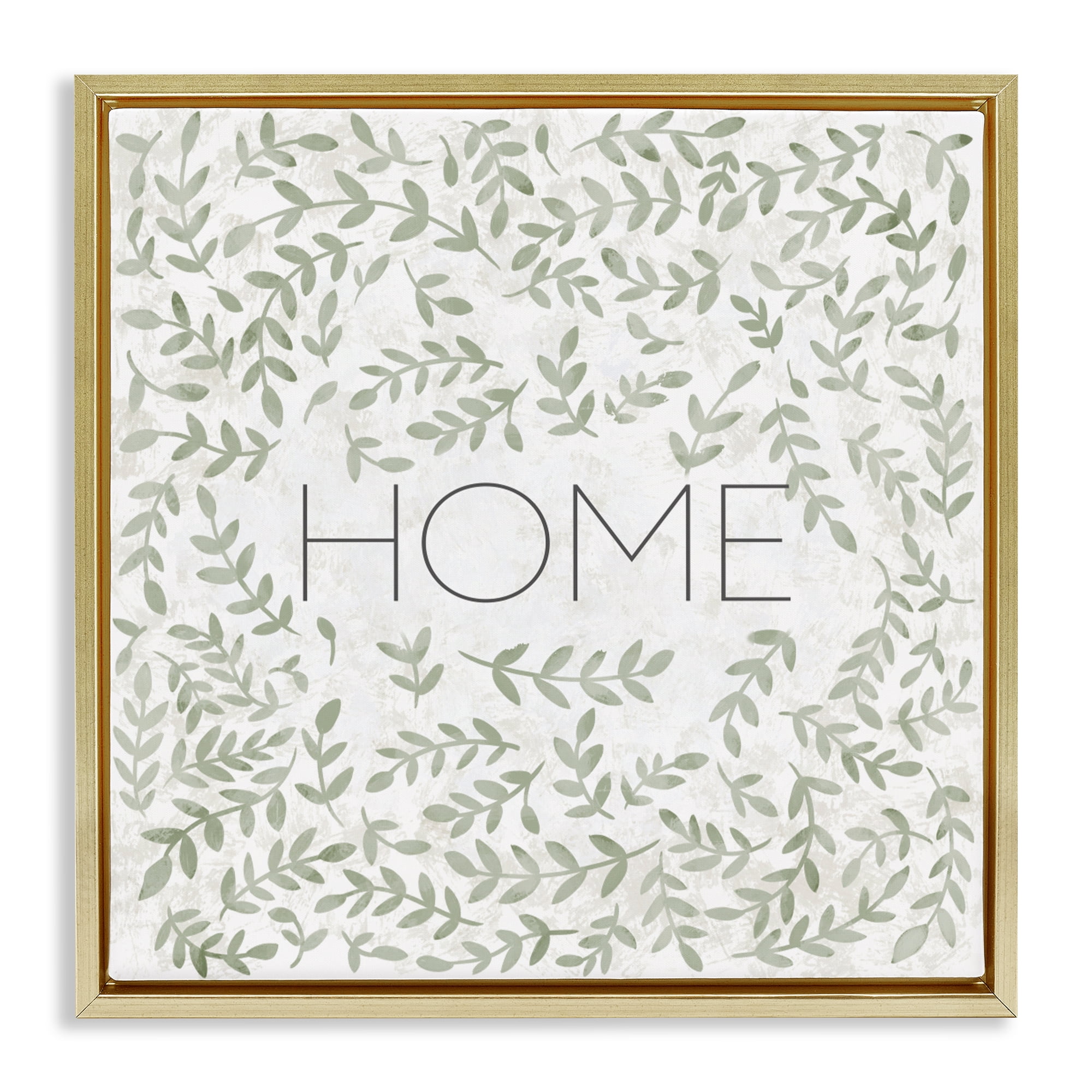 Stupell Industries Curved Ivy Sprigs Greenery Gold Framed Floater Canvas Wall Art, design by SD Graphics Studio